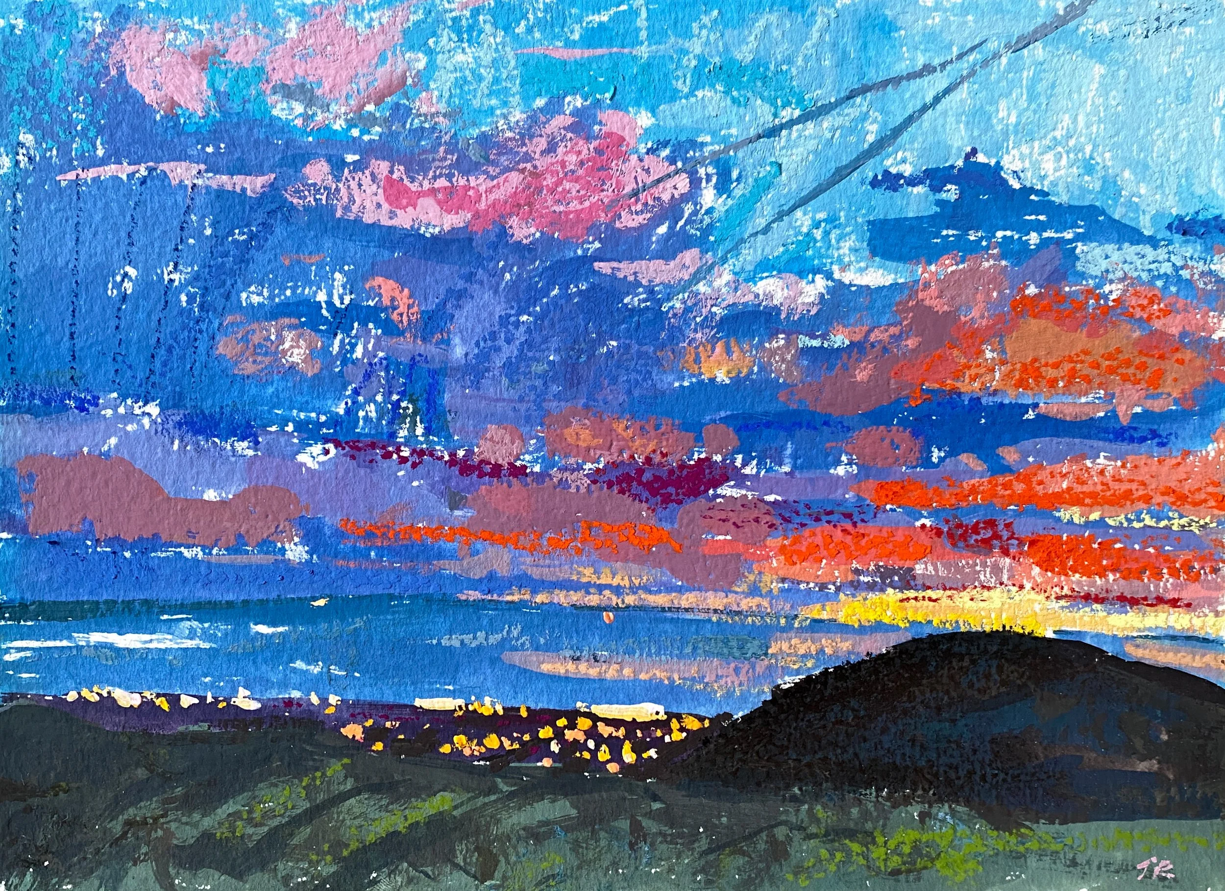 Arthur's Seat, Nocturne, 5" x 7"  Mixed Media on paper. £80