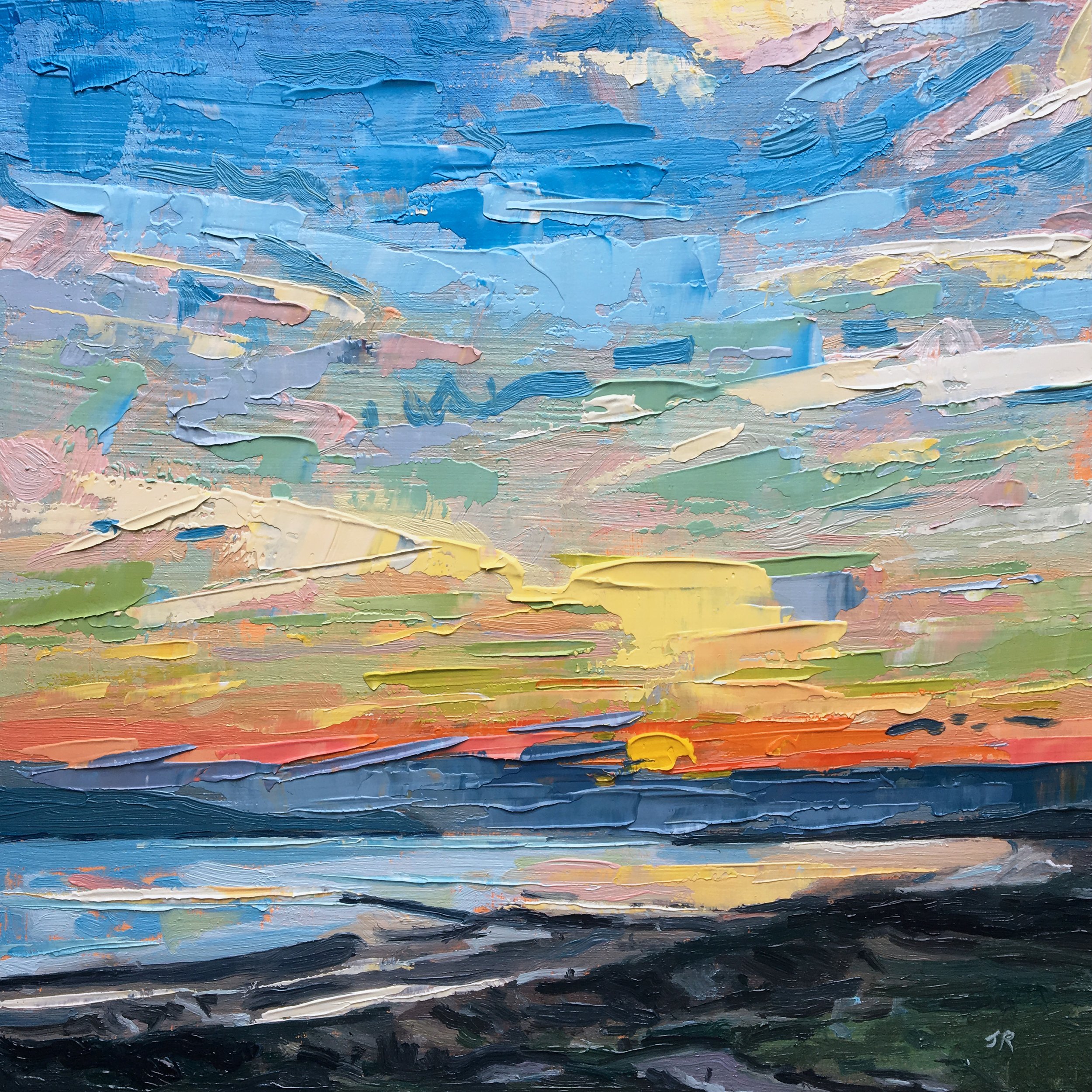 Irvine Beach Sunset 8" x 8" oil on panel £200