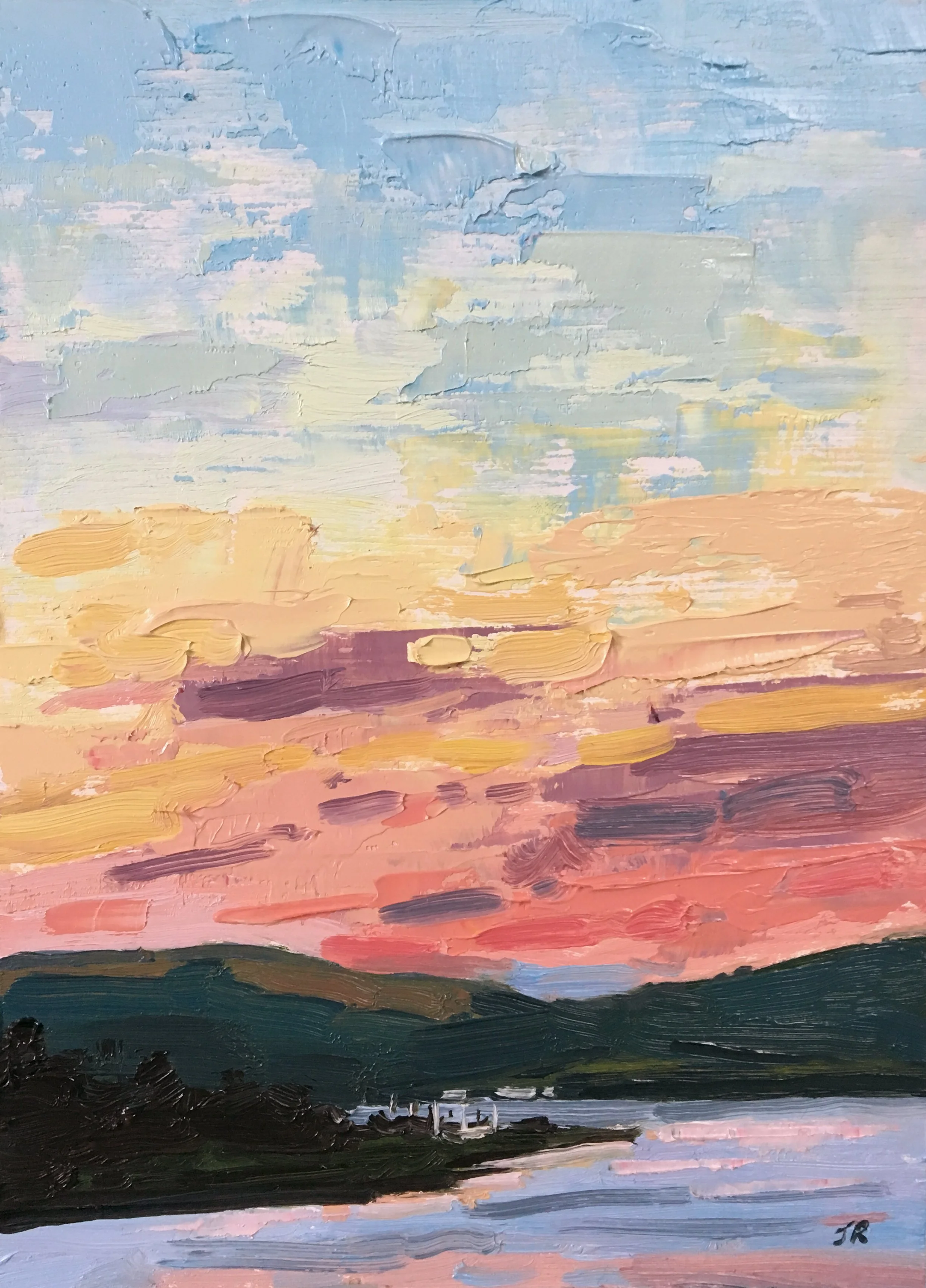 Sunset Above Ardmaleish, 5" x 7" oil on panel £100