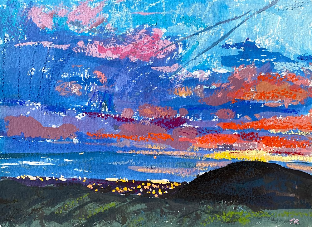 Arthur's Seat, Nocturne, 5" x 7"  Mixed Media on paper. £80