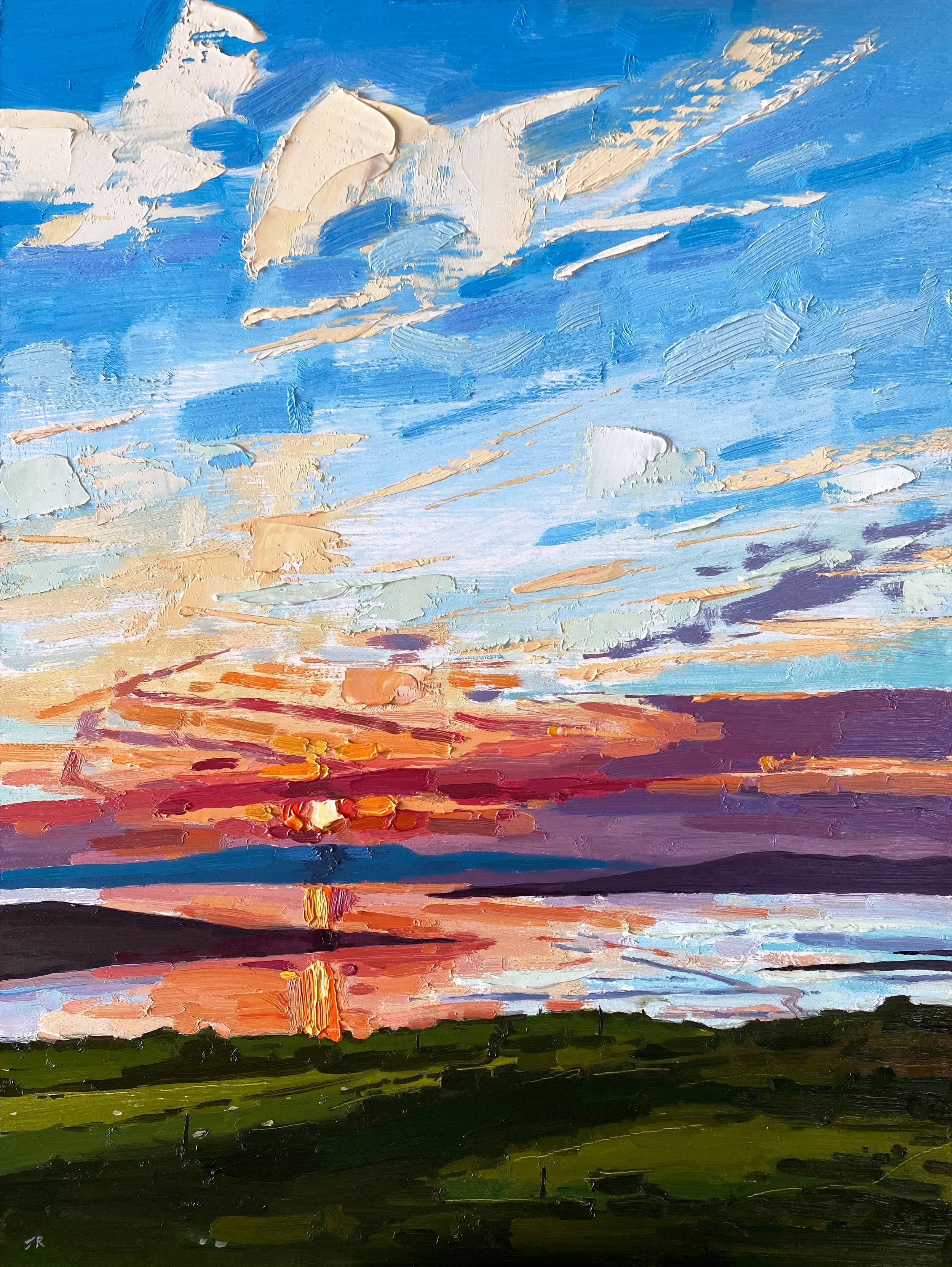 Blazing Sunset, Inchmarnock, 12" x 16" oil on panel £550
