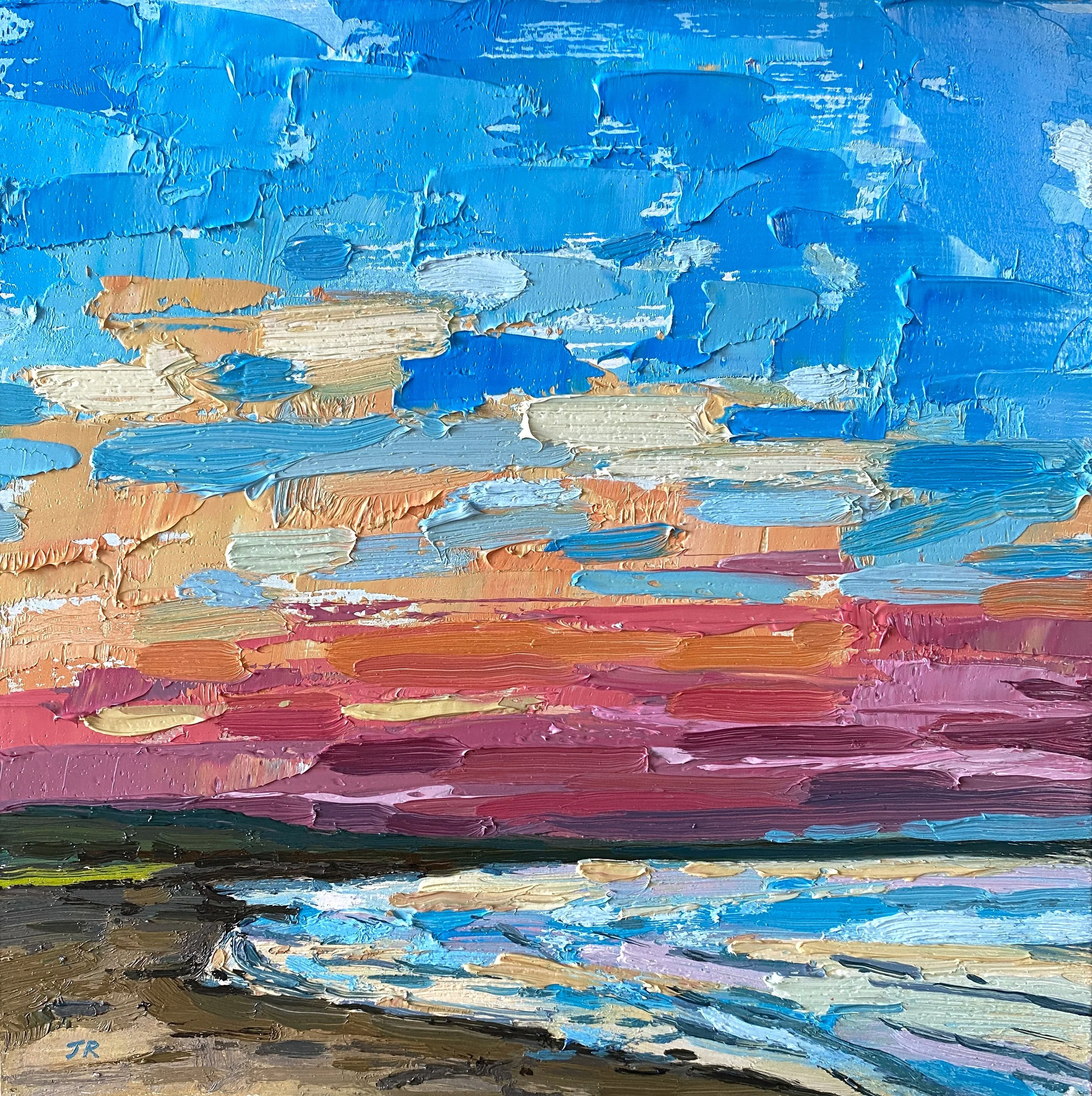 Irvine Beach Sunset, 8" x 8" oil on panel £200