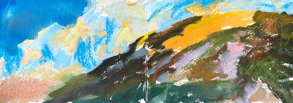 Strone Nea, Loch Broom,  5.8" x 16.5"  Mixed Media on paper. £140