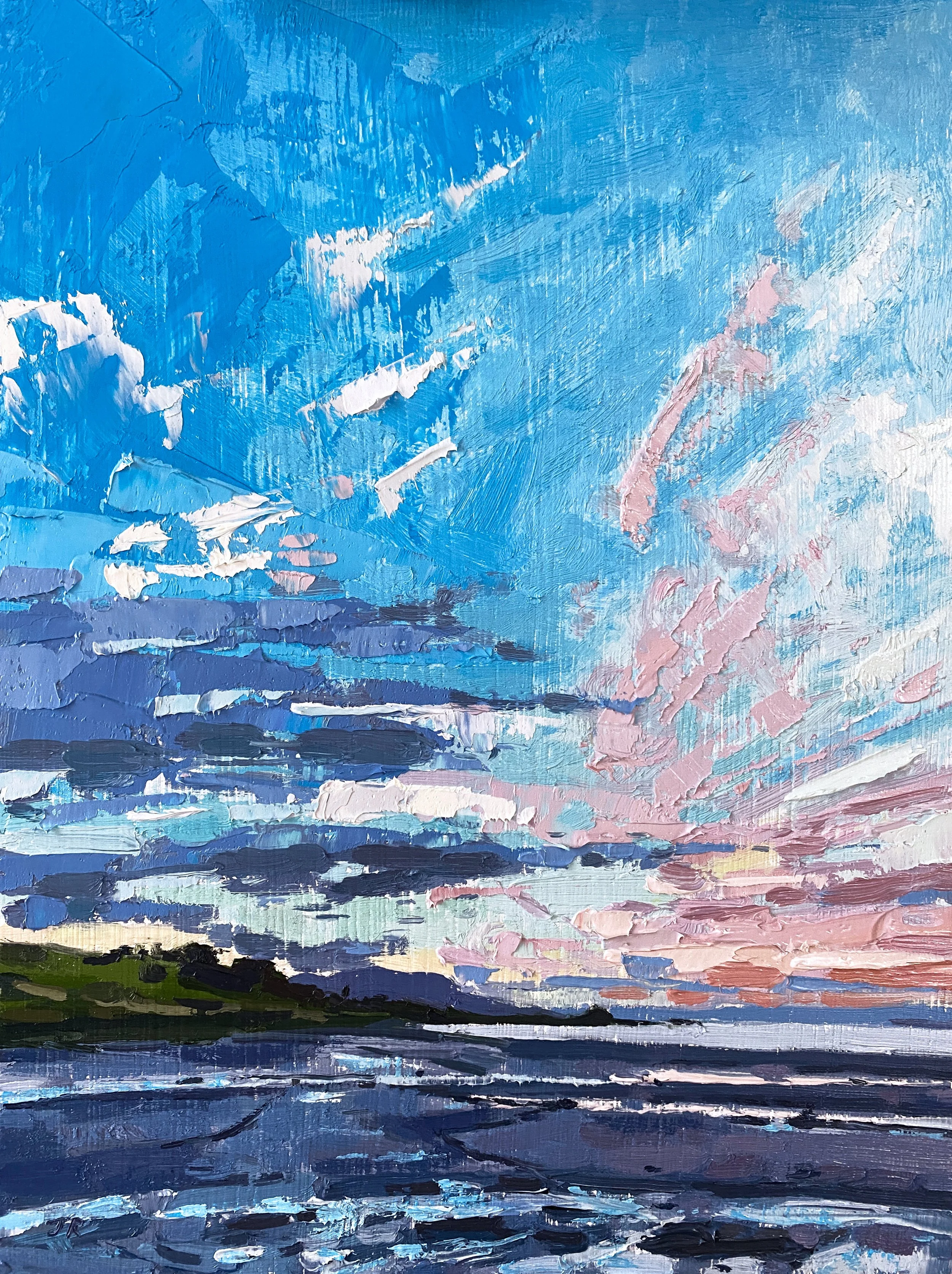 Winter, Ettrick Bay, 9" x 12" oil on panel. - Contact The Castle Gallery, 13 High Street, Rothesay, Isle Of Bute, PA20 9AS. info@thecastlegallery.com