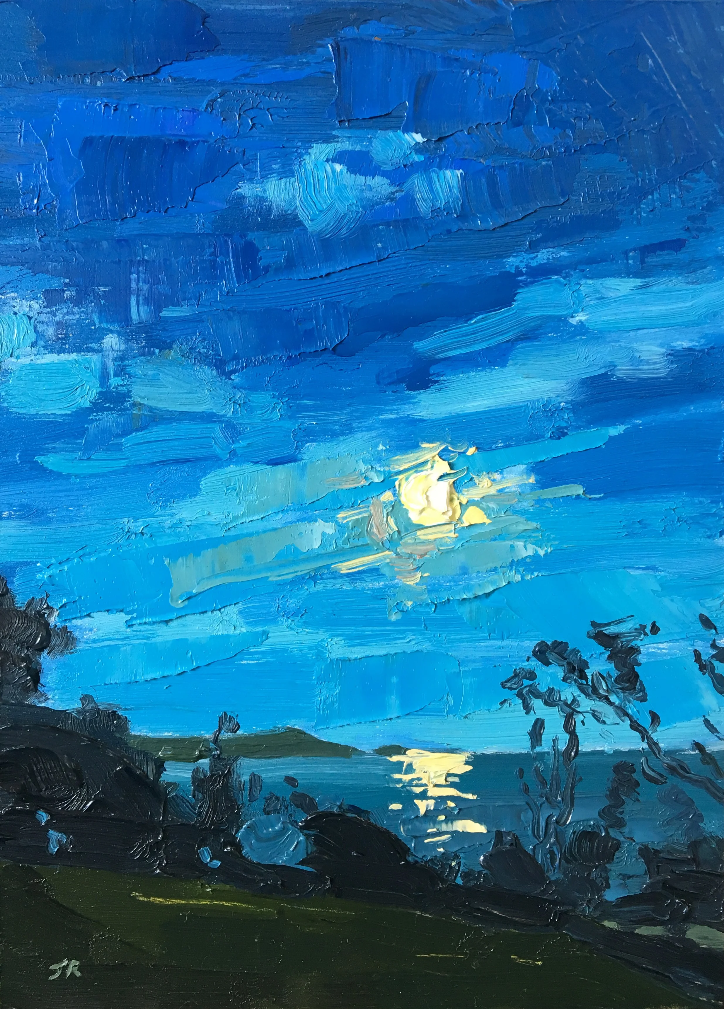 Gold And Blue, Scalpsie Bay, 5" x 7" oil on panel - Available at The Framing Workshop, Georges Cross, 16-22 Clarendon Pl, Glasgow G20 7PZ