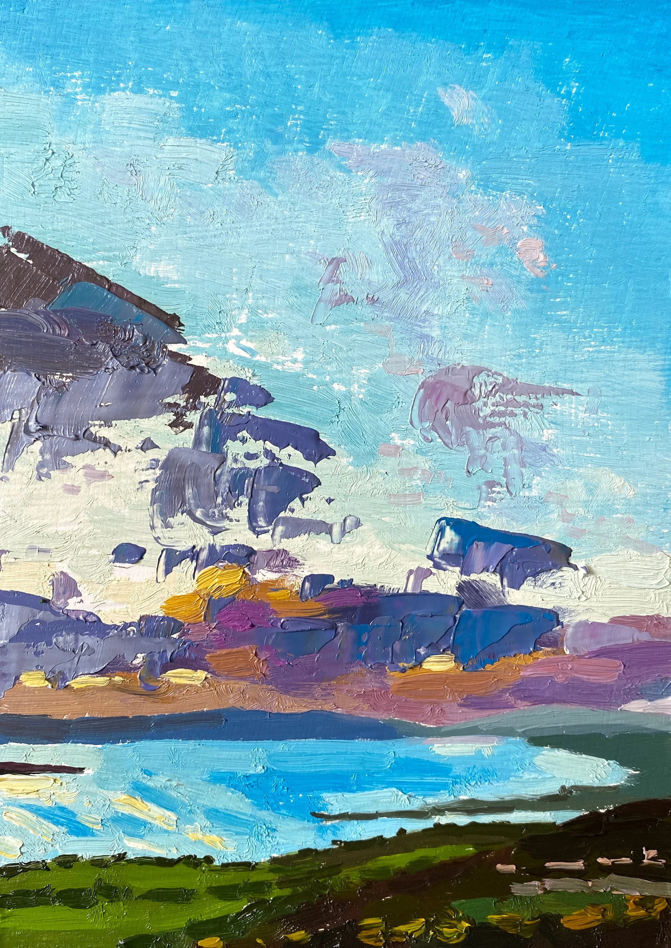 Looking Over The Straad, 5" x 7" oil on panel -Available at The Framing Workshop, Georges Cross, 16-22 Clarendon Pl, Glasgow G20 7PZ