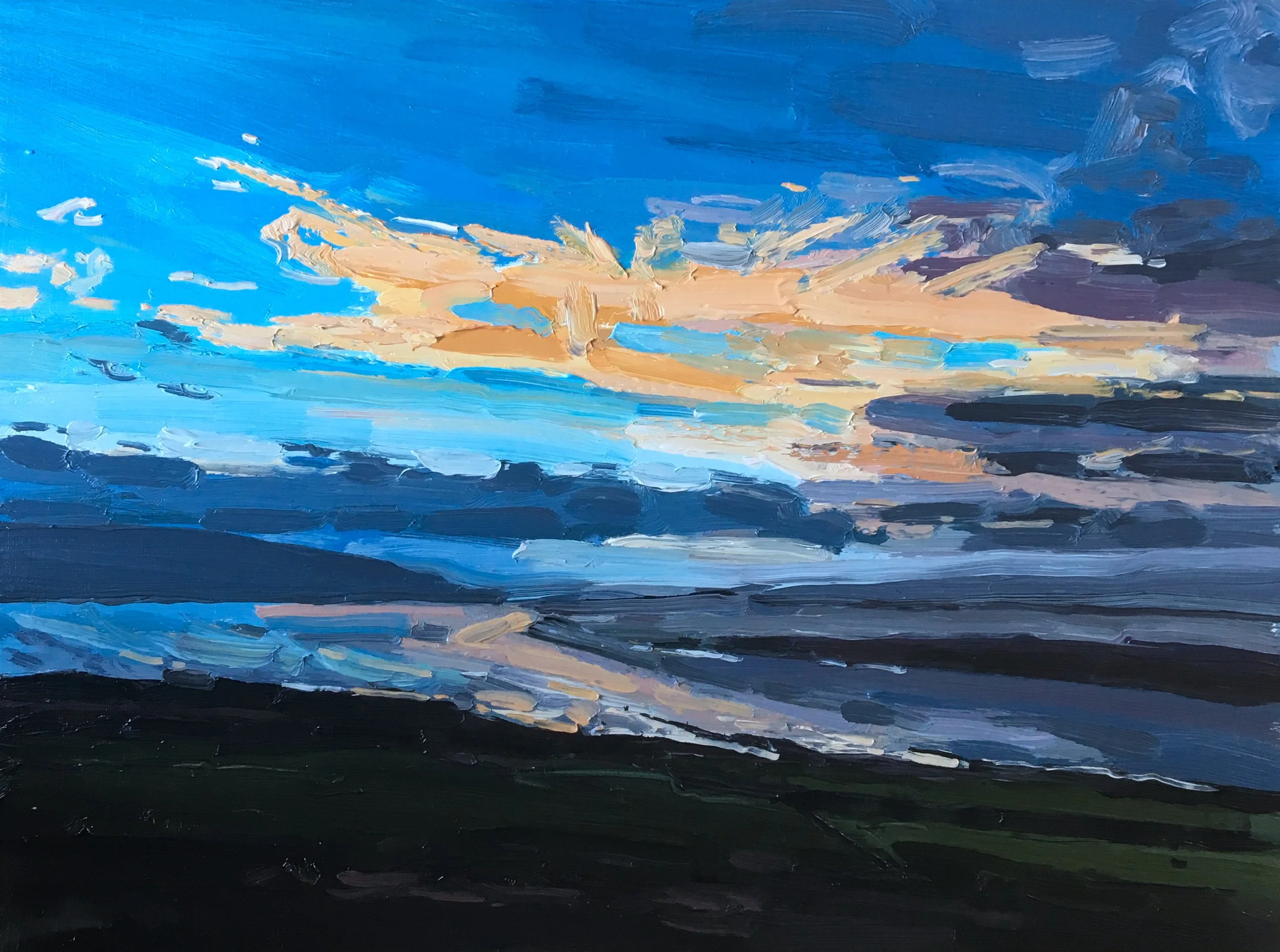 Golden Clouds Over Inchmarnock 9" x 12" oil on panel. £300