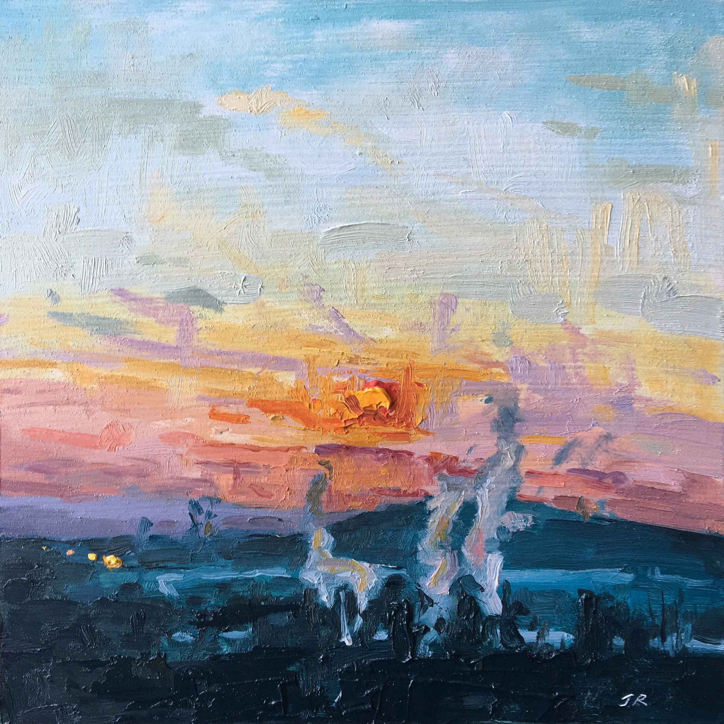 Red Glow, Maryhill 8" x 8" oil on panel. £200