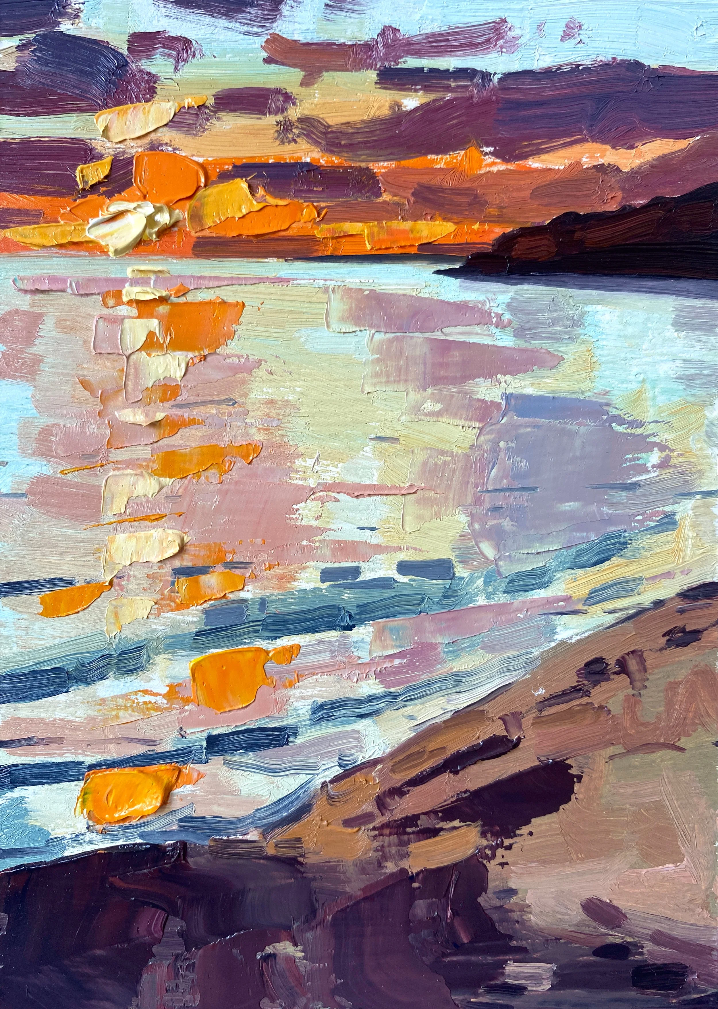 Sundown Across The Bay, 5" x 7" oil on panel £100