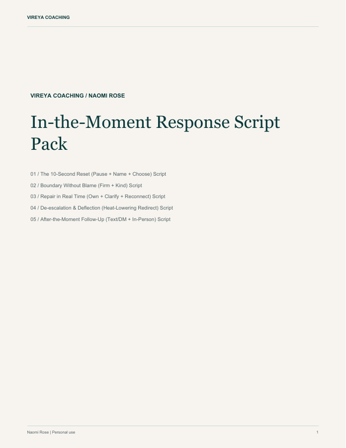 In-the-Moment Response Script Pack