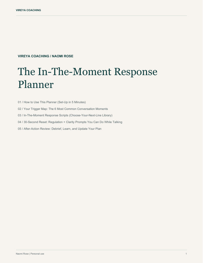 The In-The-Moment Response Planner