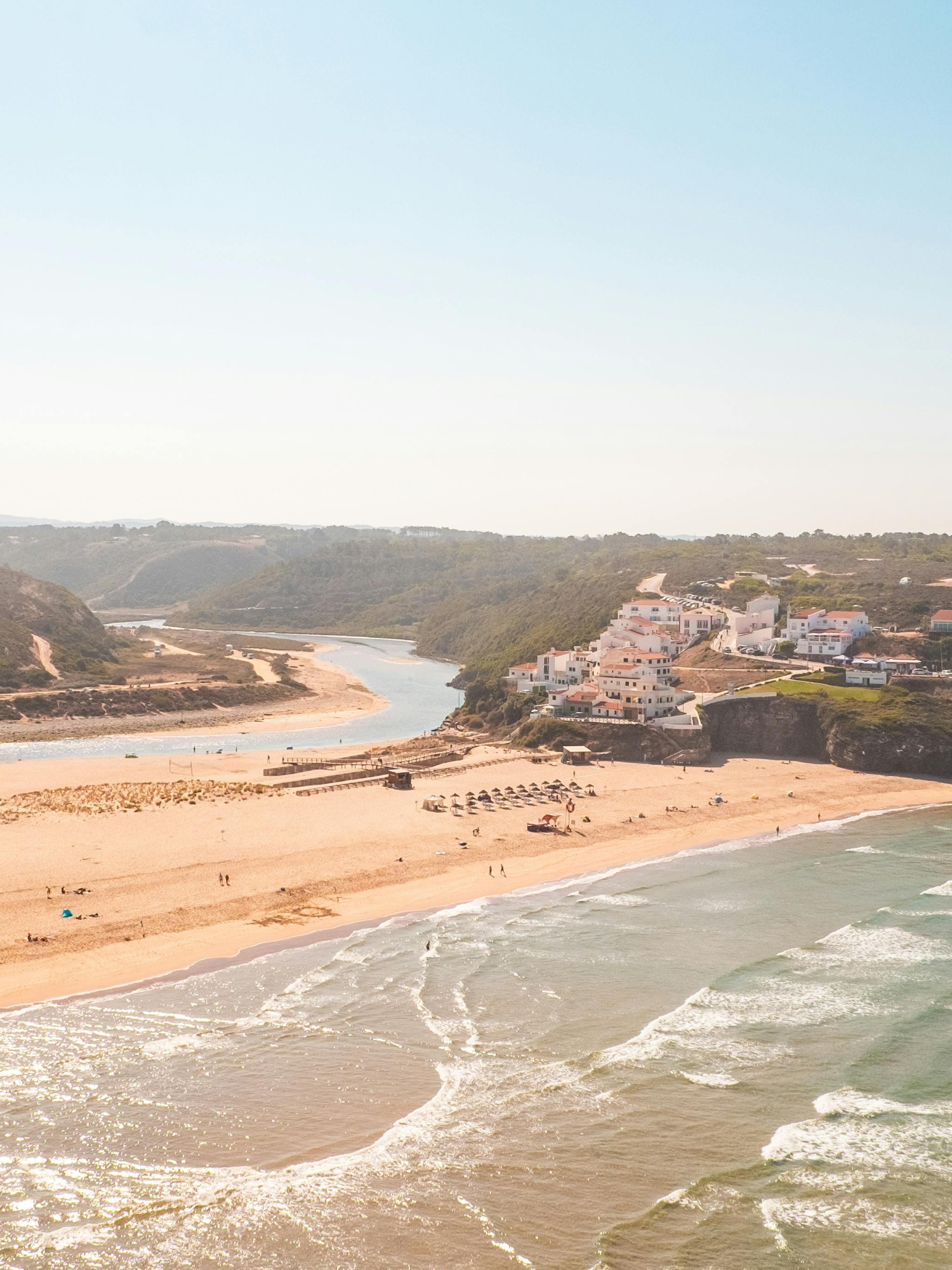 Scenic areial view of Alentejo beach