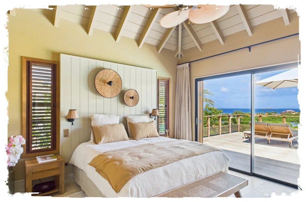 One of the bedrooms at Villa Bonnie in St. Jean