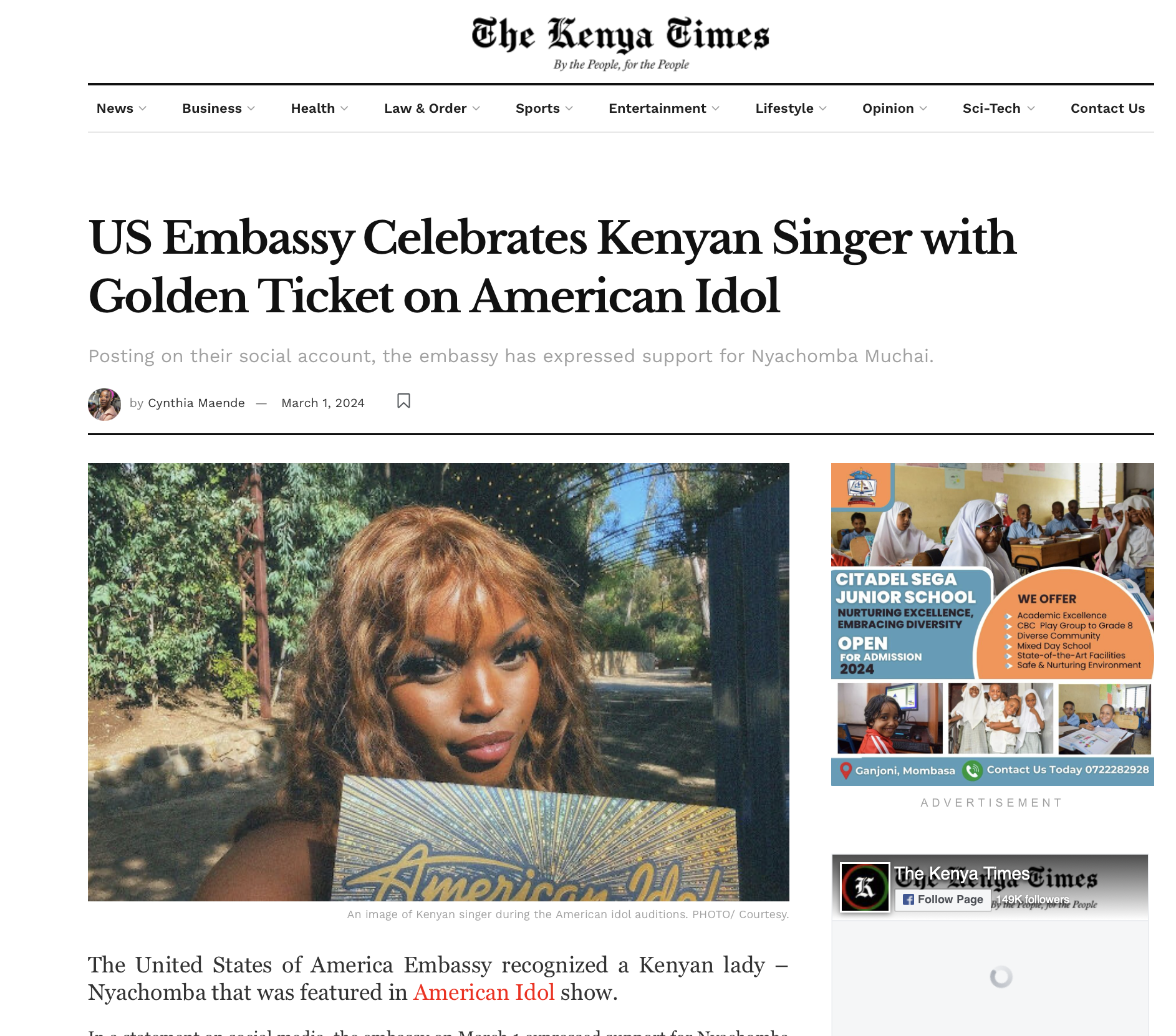 Kenyan Times Article