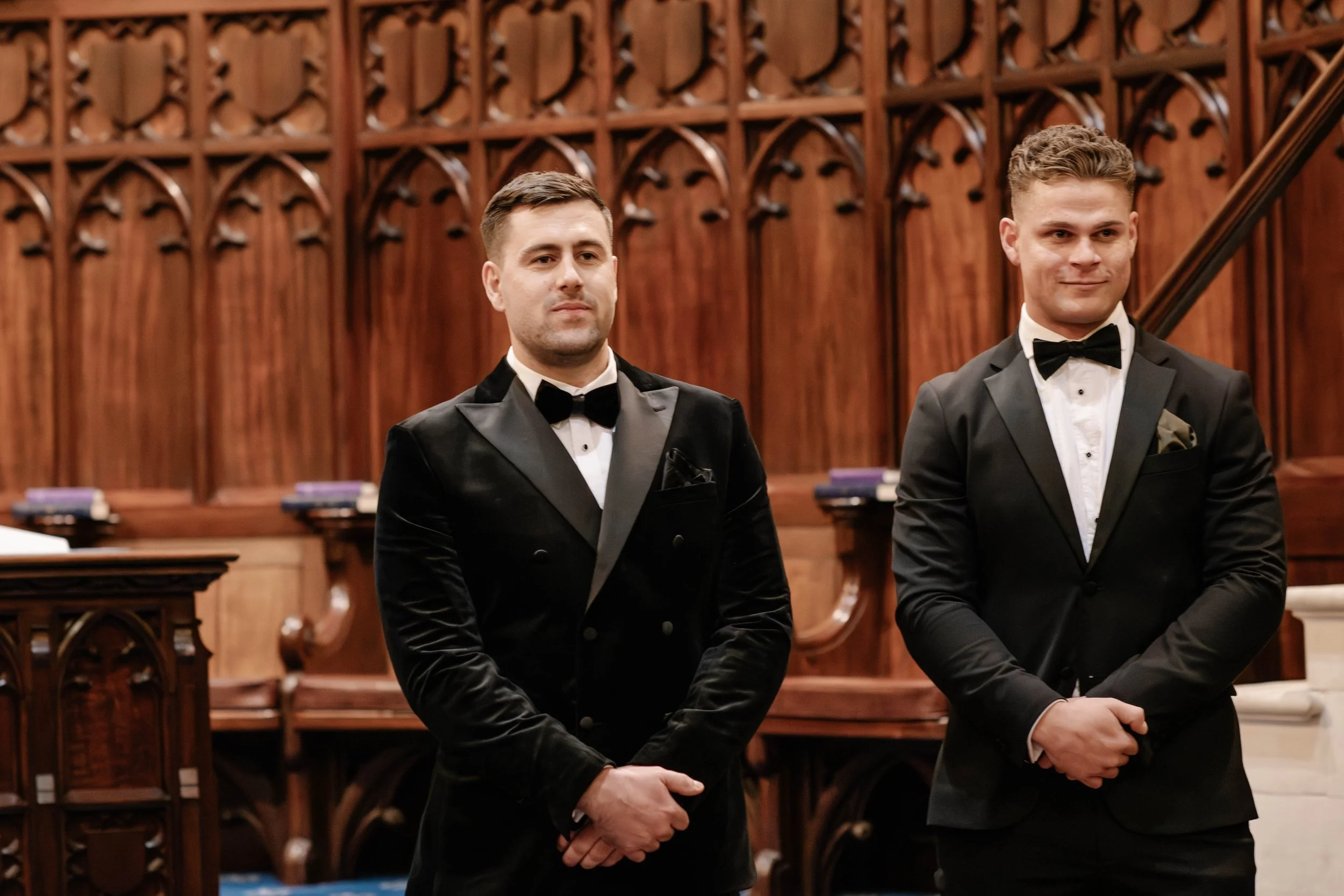 grooms reaction as bride walks down Melbourne church aisle