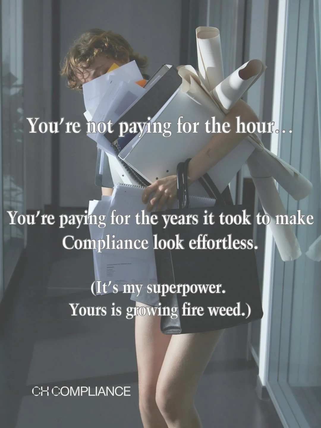 You&rsquo;re not paying for&hellip;
The Consultation 
Compliance 
Paperwork 
My Time&hellip;.
Here&rsquo;s what you&rsquo;re actually paying for when you hire
CH Compliance 👇🏼
It&rsquo;s not the hours. It&rsquo;s not the paperwork 
It&rsquo;s the y