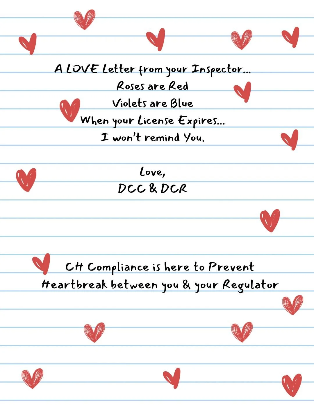Happy ❤️ Day from CH Compliance❣️
Every year Operators spend time thinking about customers, branding, harvests, &amp; sales&hellip;.

But the relationship that actually determines whether your doors stay open is the relationship you have with your re