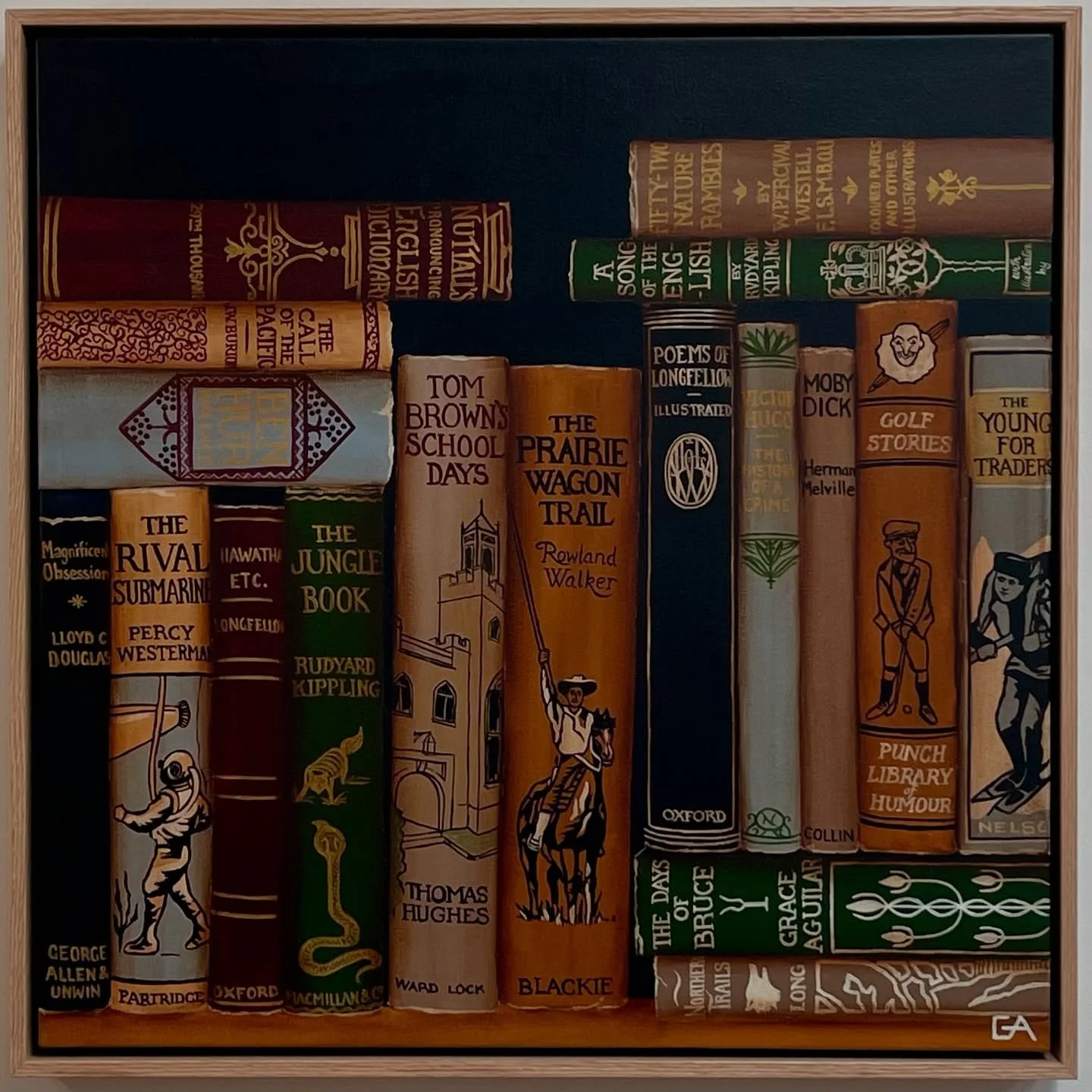 🔴 SOLD! Thanks to the collector and @michaelreid.southernhighlands for this very quick sale. I dropped off this painting and another yesterday and it sold straight away!!! 

#michaelreidsouthernhighlands #quicksale #oldbooks #vintagebooks