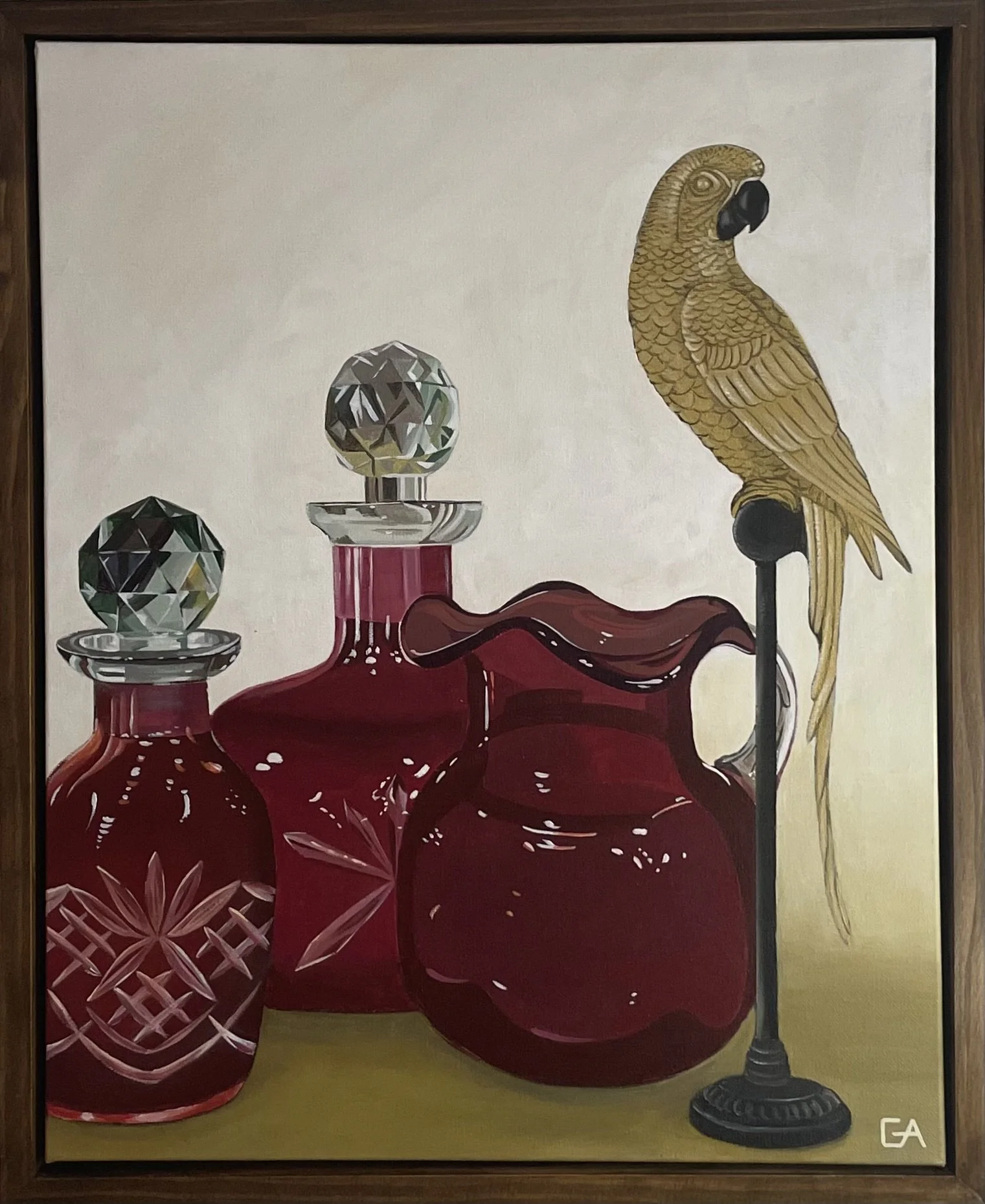 Ruby glass- framed