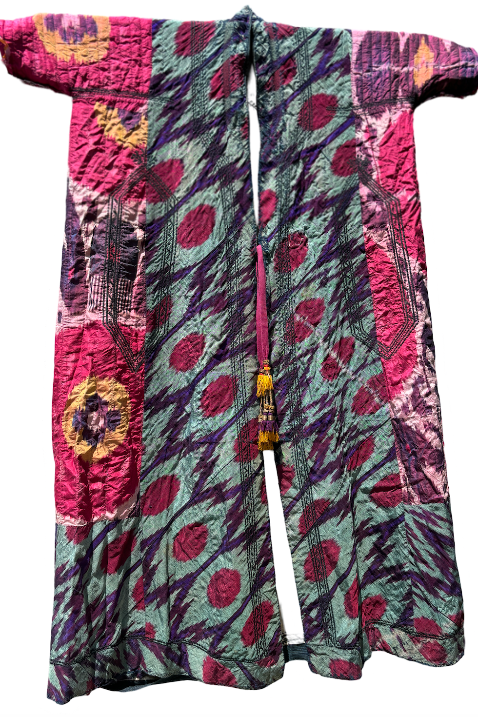 Vintage Woven Ikat Chapan Robe Central Asia Uzbekistan