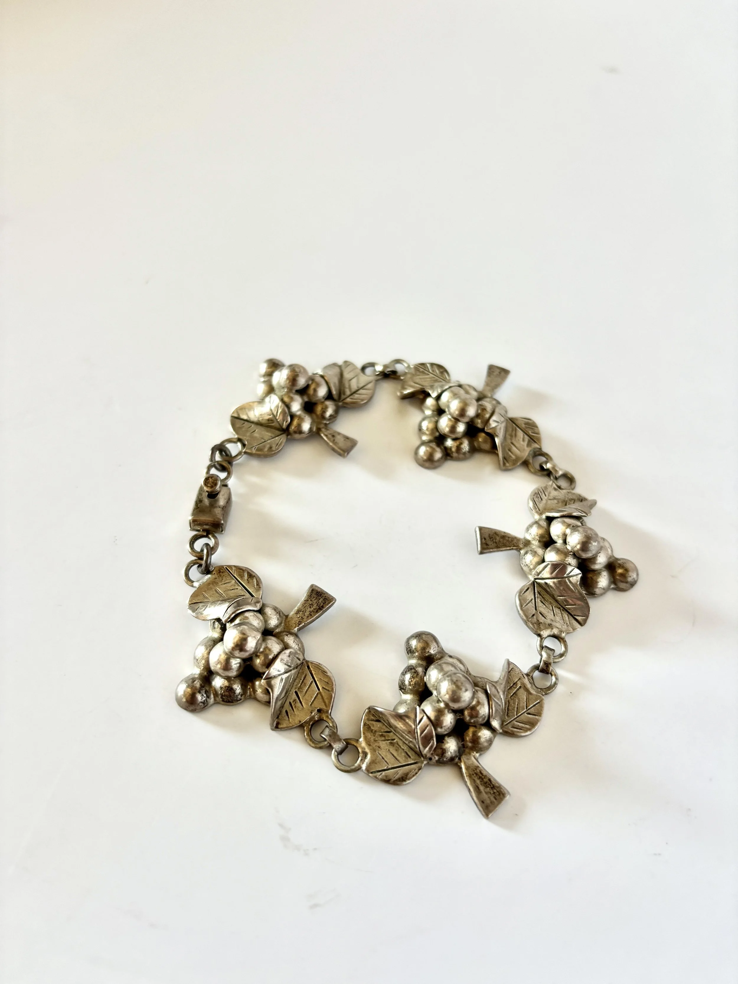 Mexican Taxco Sterling Silver Grapes Bracelet