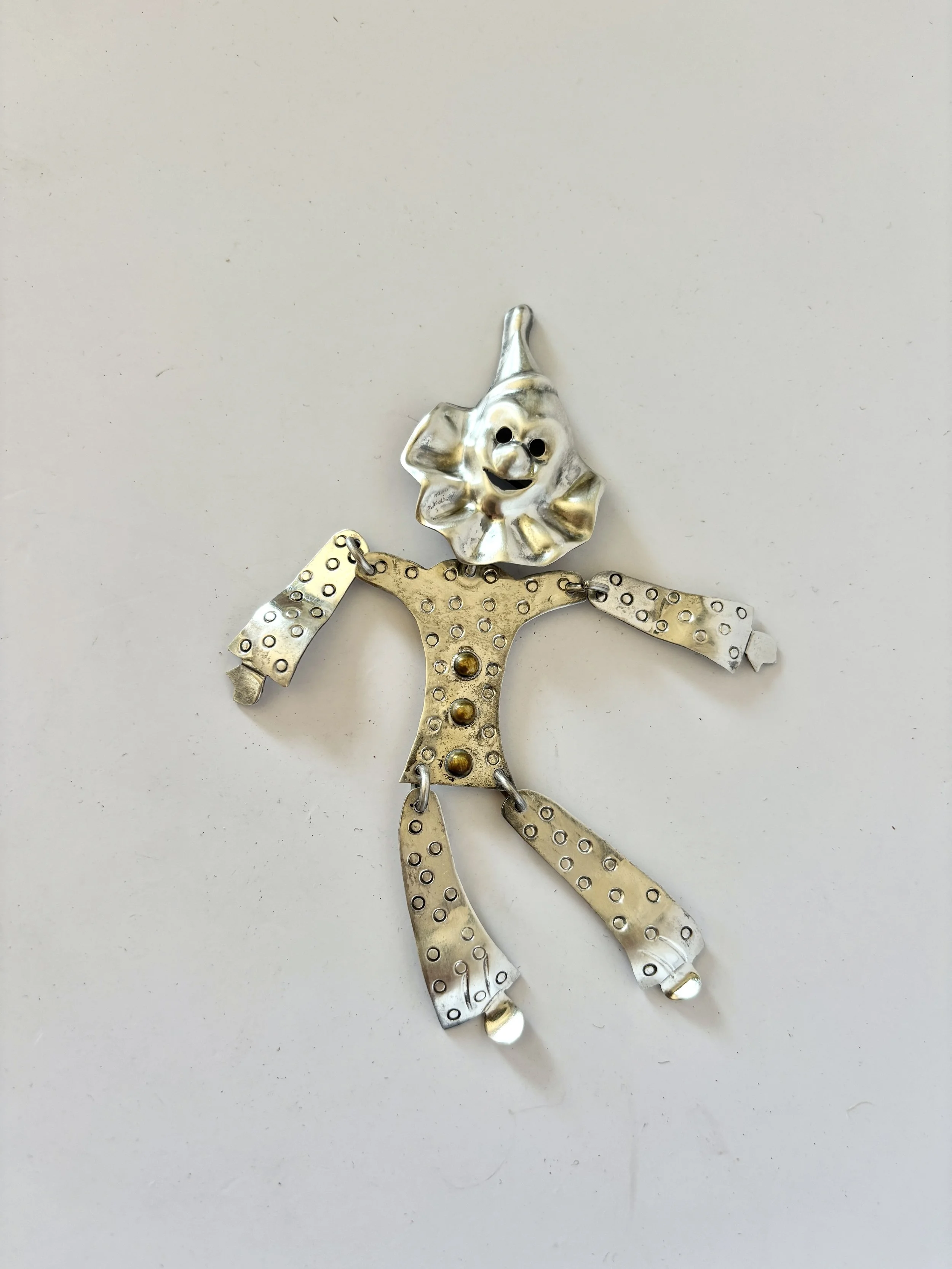 Mexican Silver Articulating Clown Pin