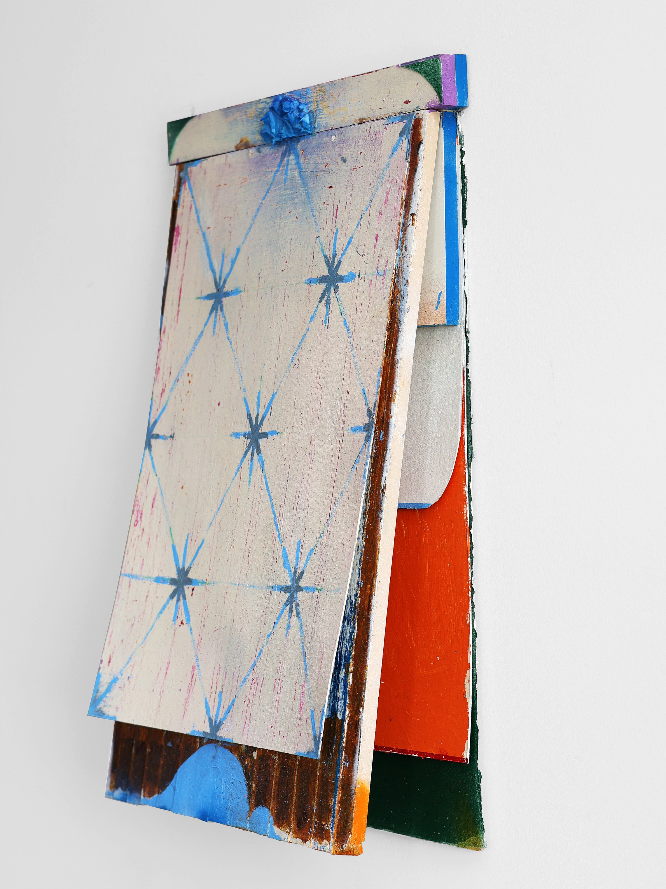 curtailing curtains with shadow of a grill
Wood, Paper, Acrylic, Oil, Glue
24 in x 15 in x 5 in
2024