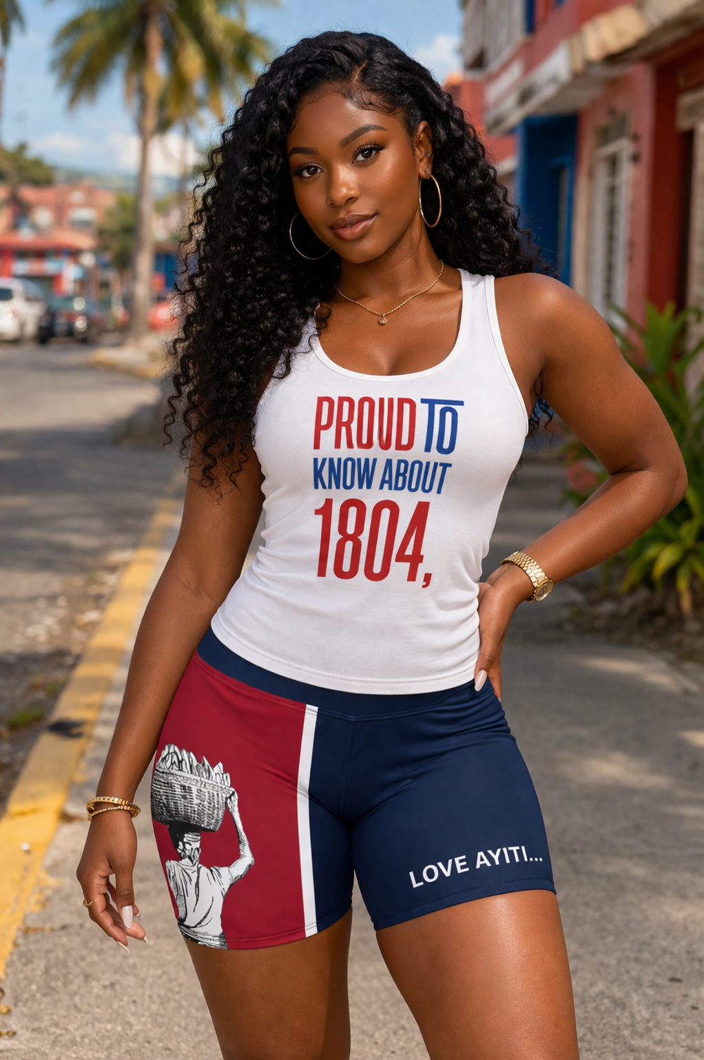 M. Market Yoga Shorts Blue & Red