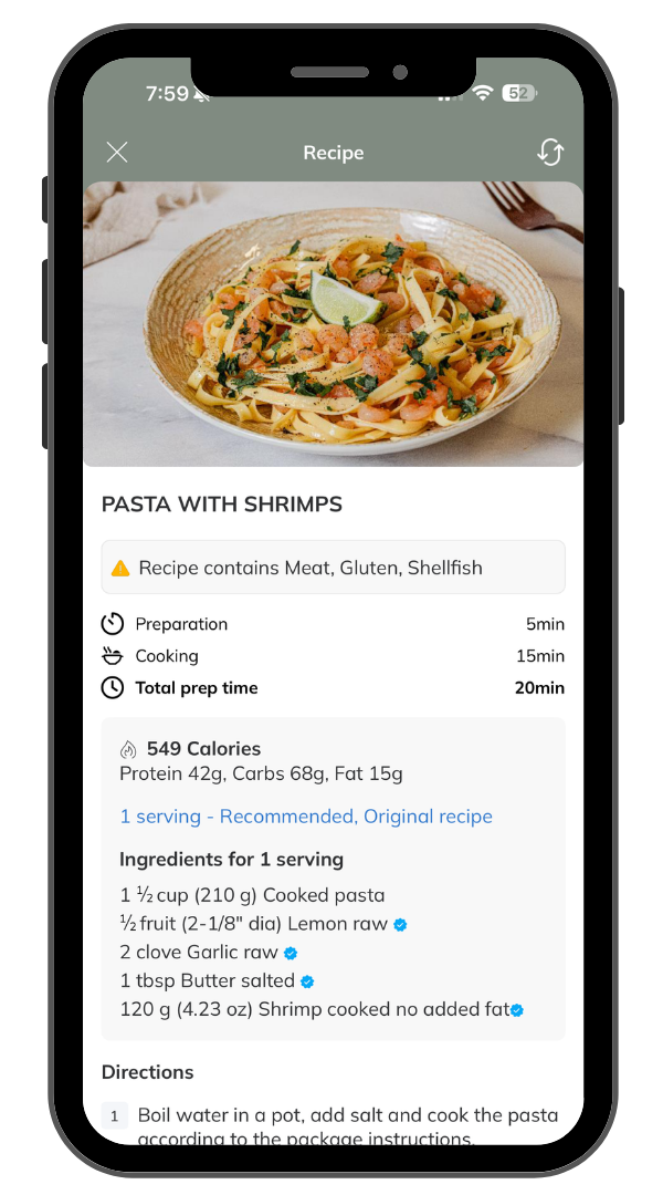 recipes inside of app