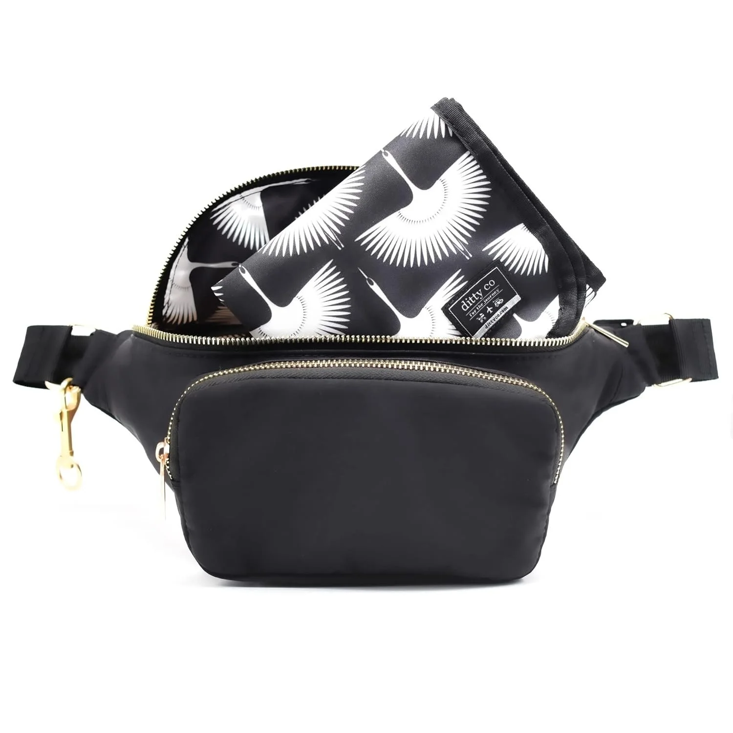 Black fanny pack style diaper bag