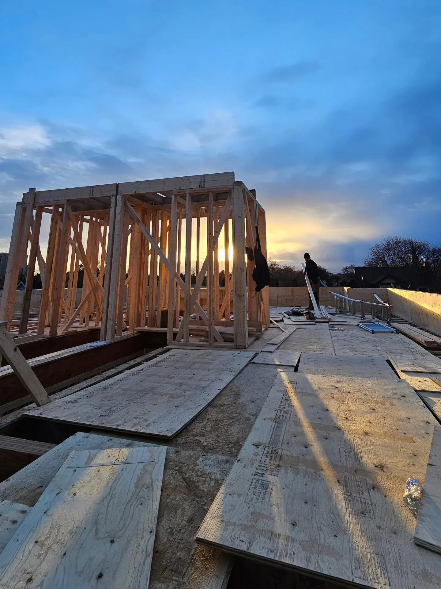 Our own version of Stonehenge at sunset time 🏠 ⚒️ ☀️ #toronto 

#framing #customhomes #construction #constructionlife