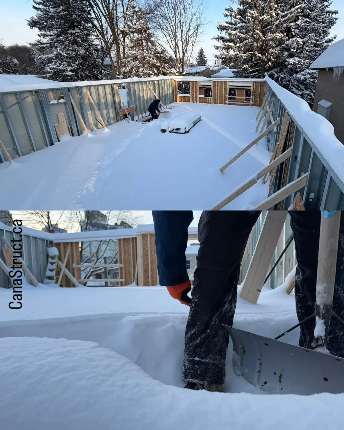 Monday morning after a snow storm ❄️ #construction 

#toronto #framing #canastruct #customhome