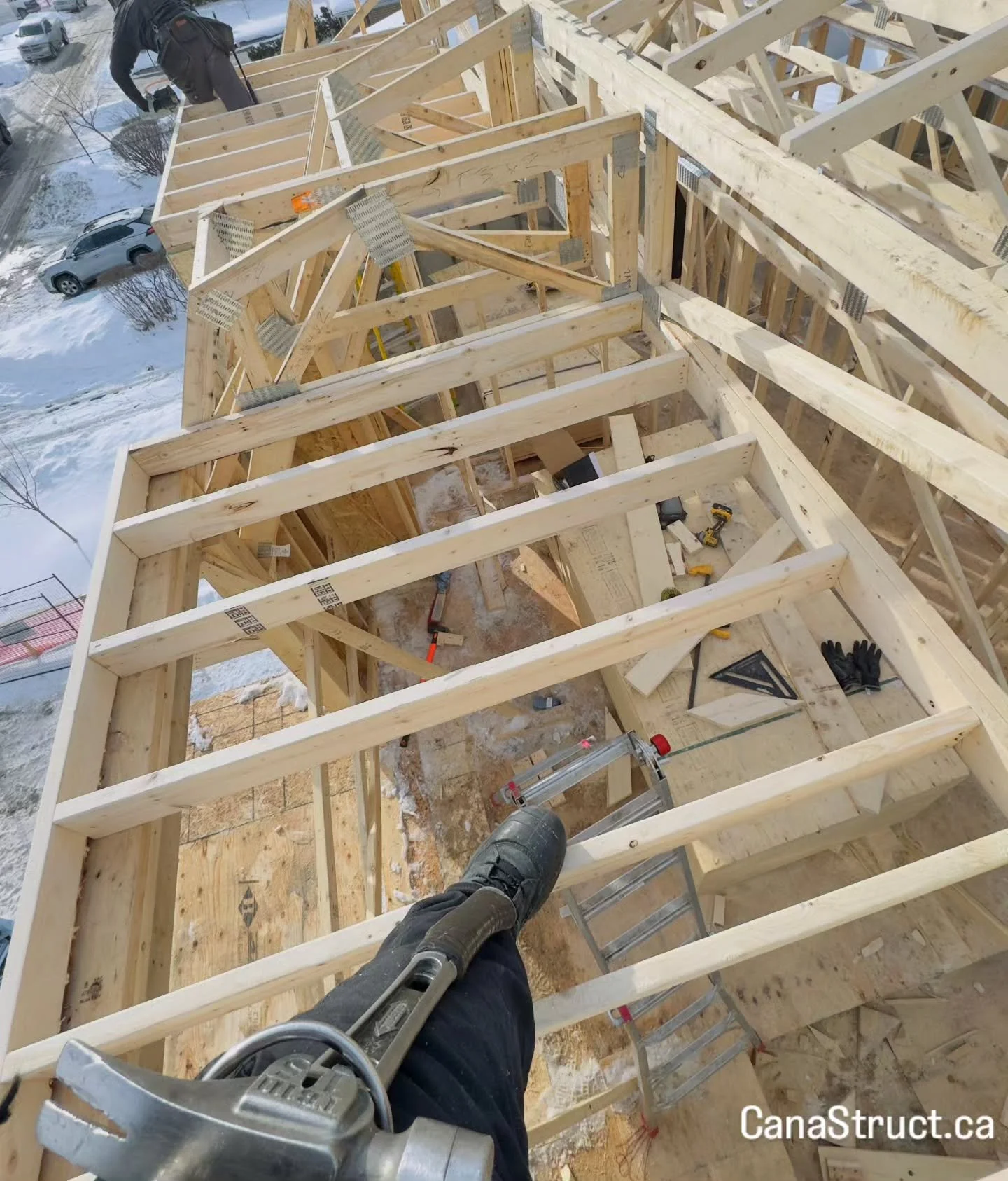 Roof framing all day, everyday 🔨🏠 #toronto 

#toolsofthetrade #canastruct #framing #customhomes