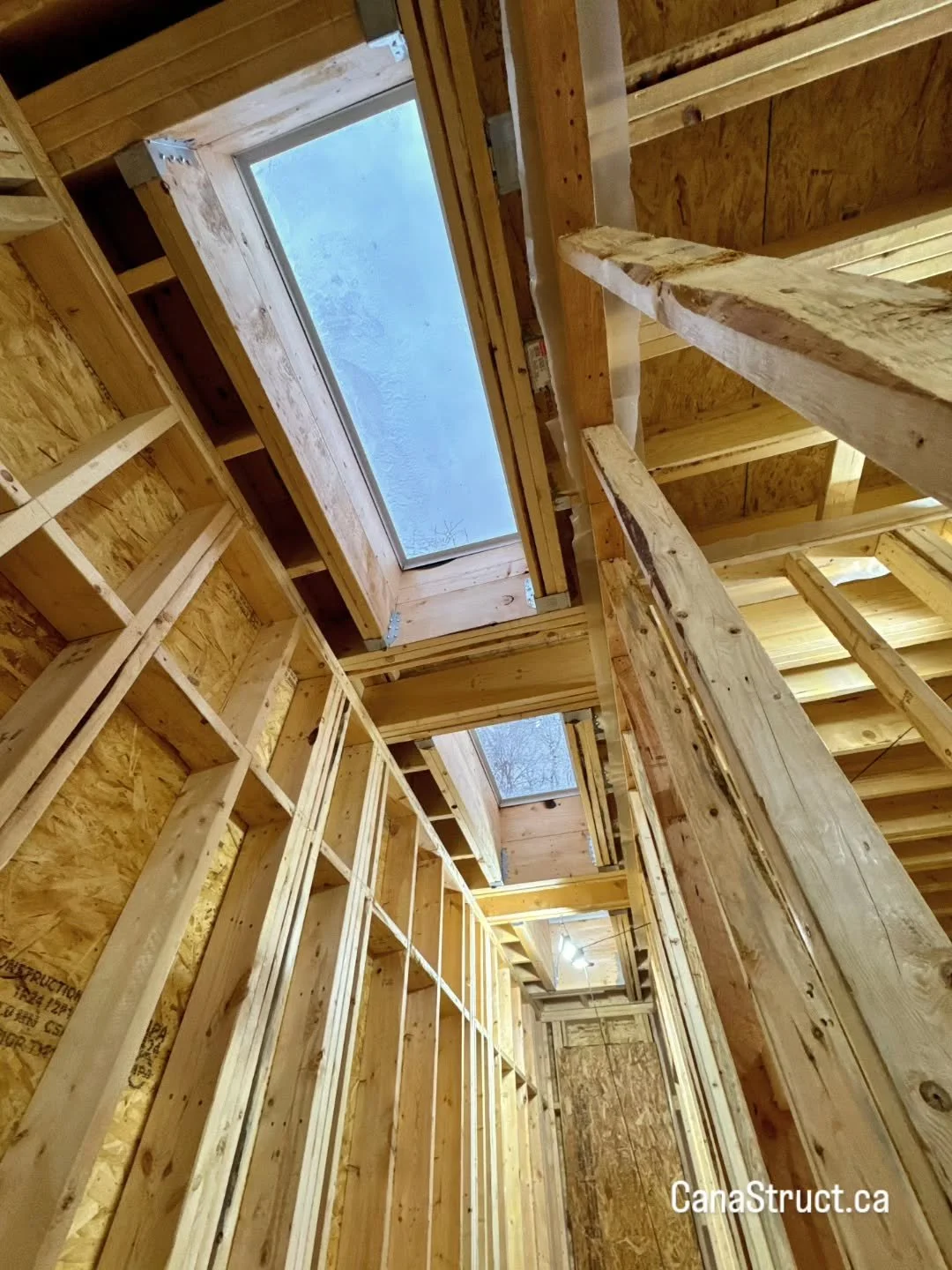 triple the skylights 🌃🏠 #framing 

#canastruct #toronto #construction #skylight