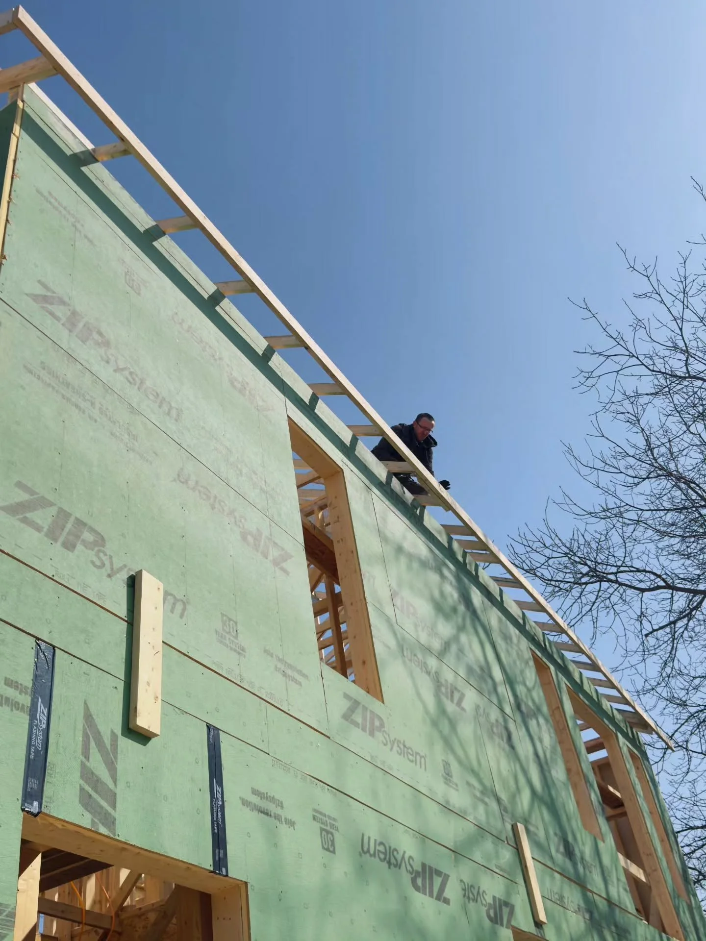 Framed custom home as seen from the street &amp; yard 🔨🏠 #framing

#constructionsite #canastruct #customhomes #construction