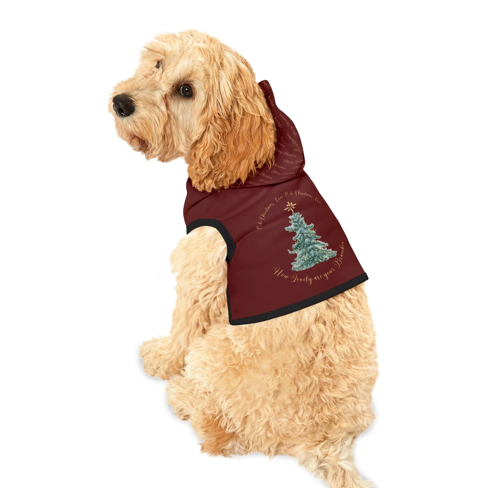 Pet Hoodie - Festive Christmas Tree Holiday Dog & Cat Hoodie ("Oh Christmas tree, Oh Christmas tree")