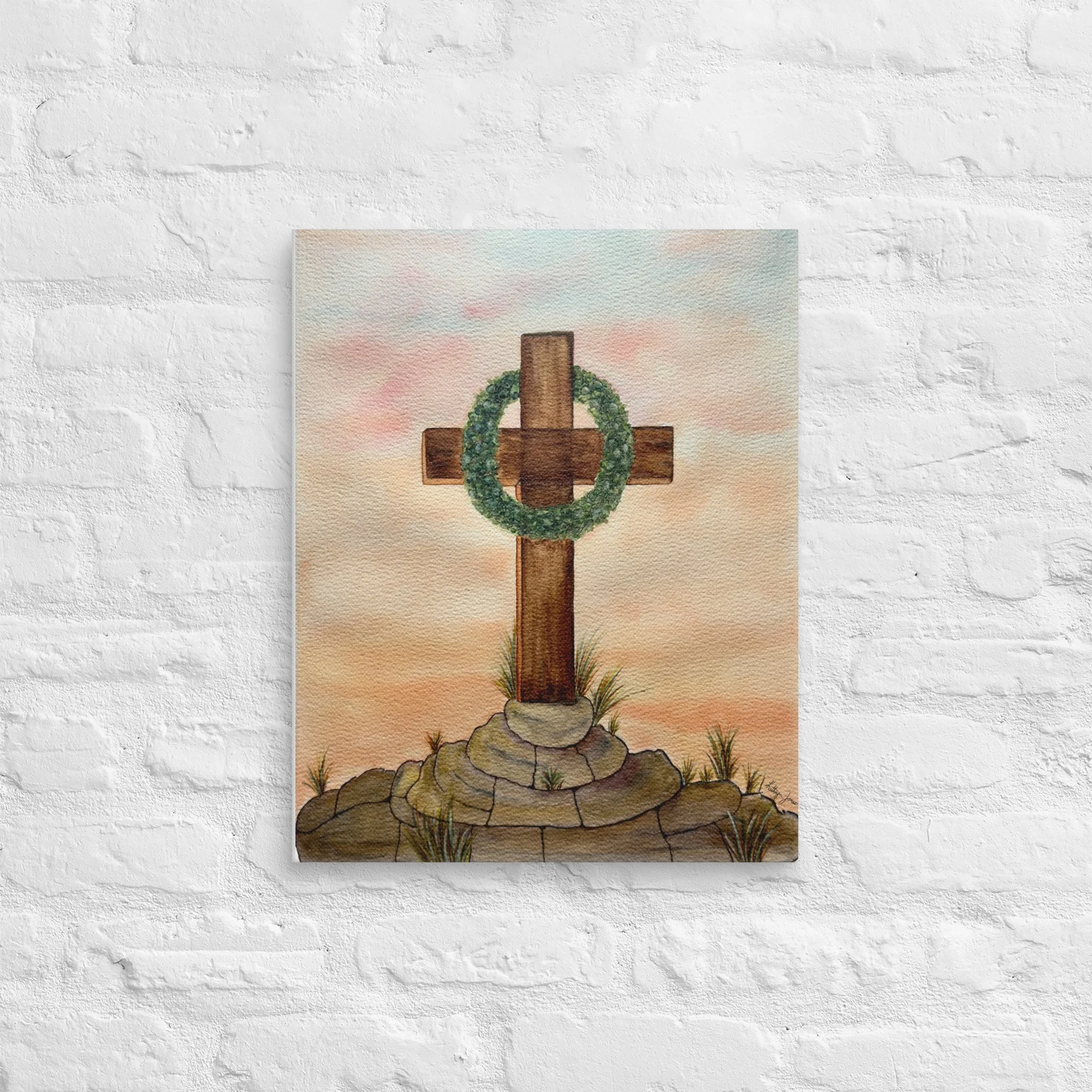 Cross at Sunset - Printed on Canvas