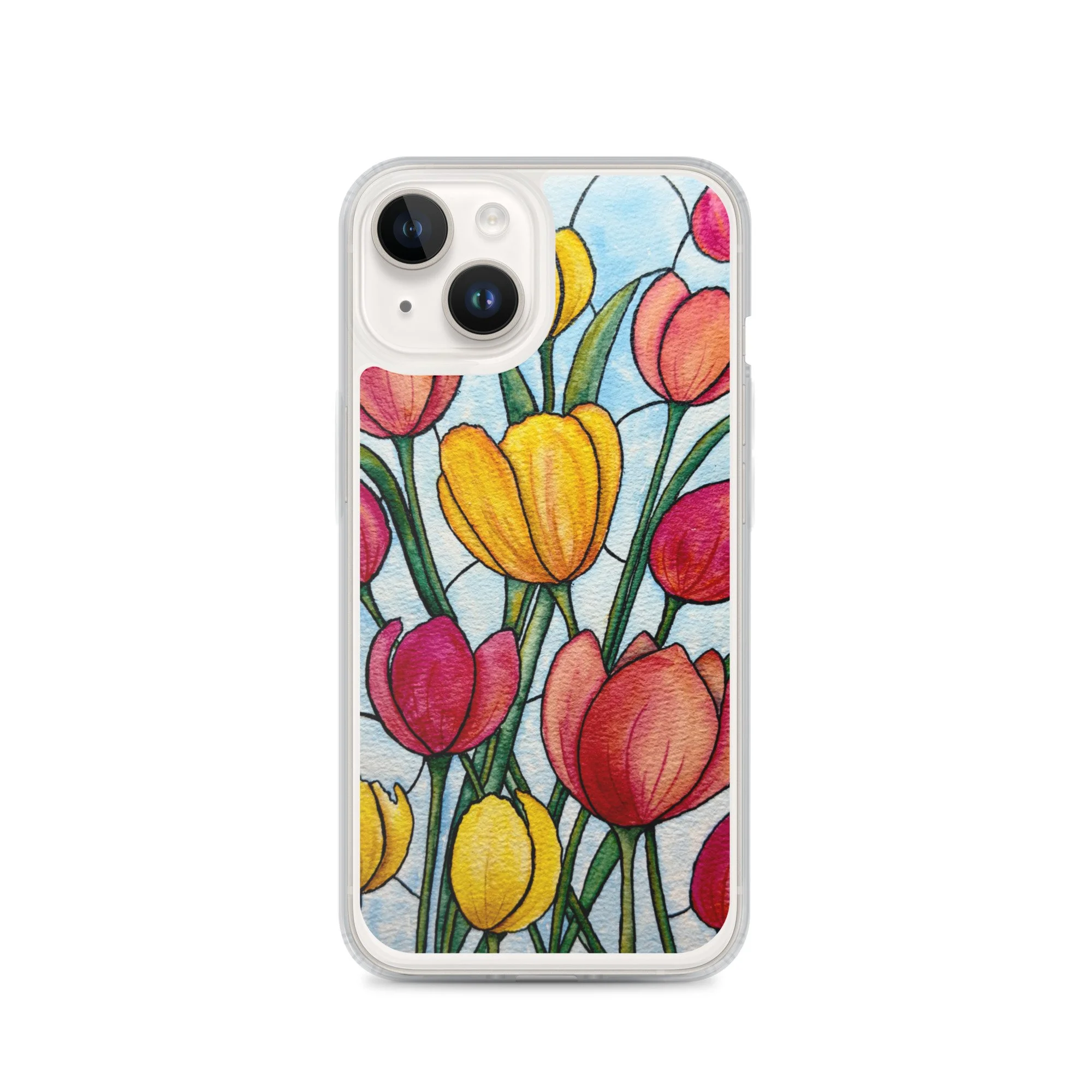 Stained Glass Tulips - MagSafe® clear case for iPhone®