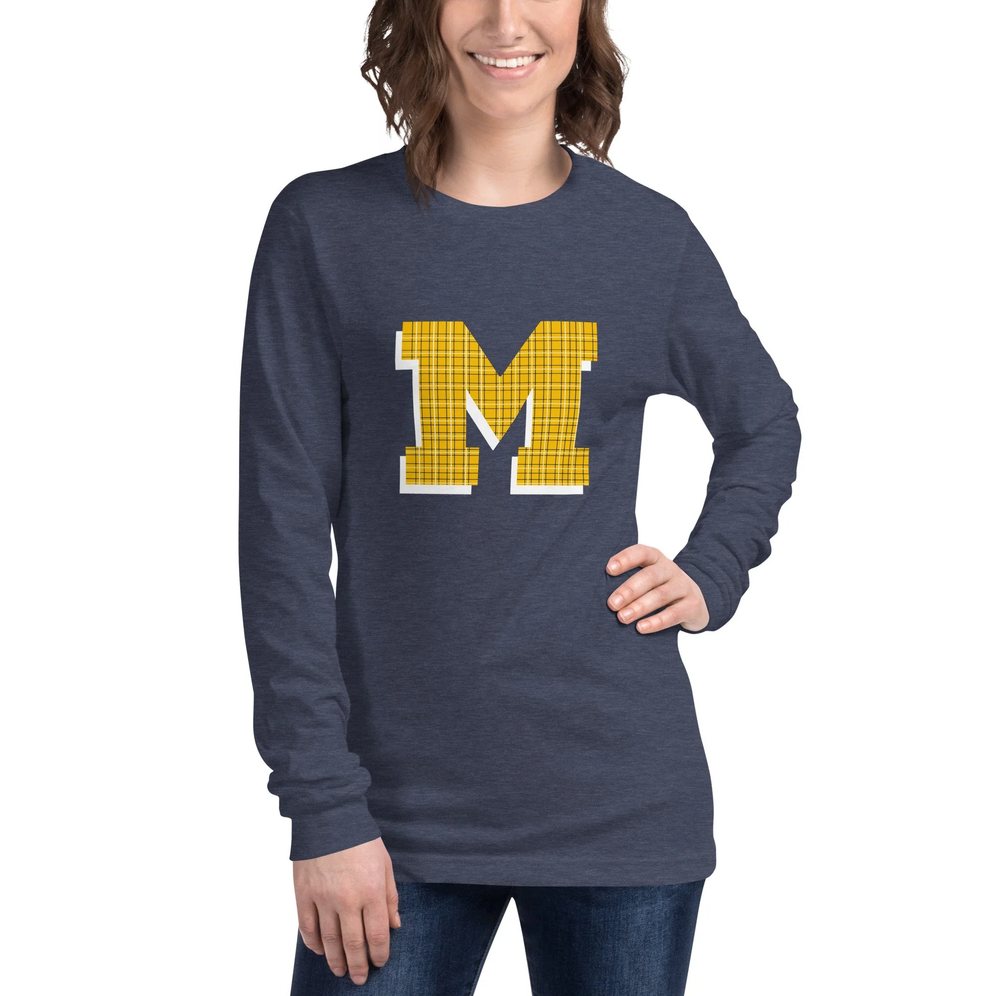 M Mini Plaid - Unisex Long Sleeve Tee