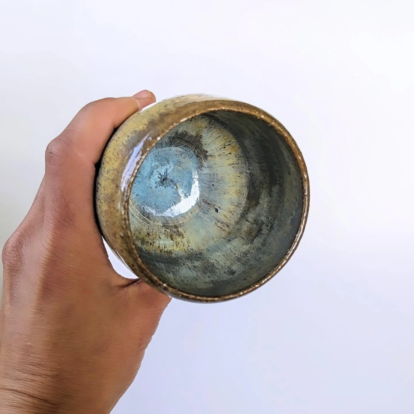 Glaze porn 🩵💛🤎

#glazecombo #handmadecup