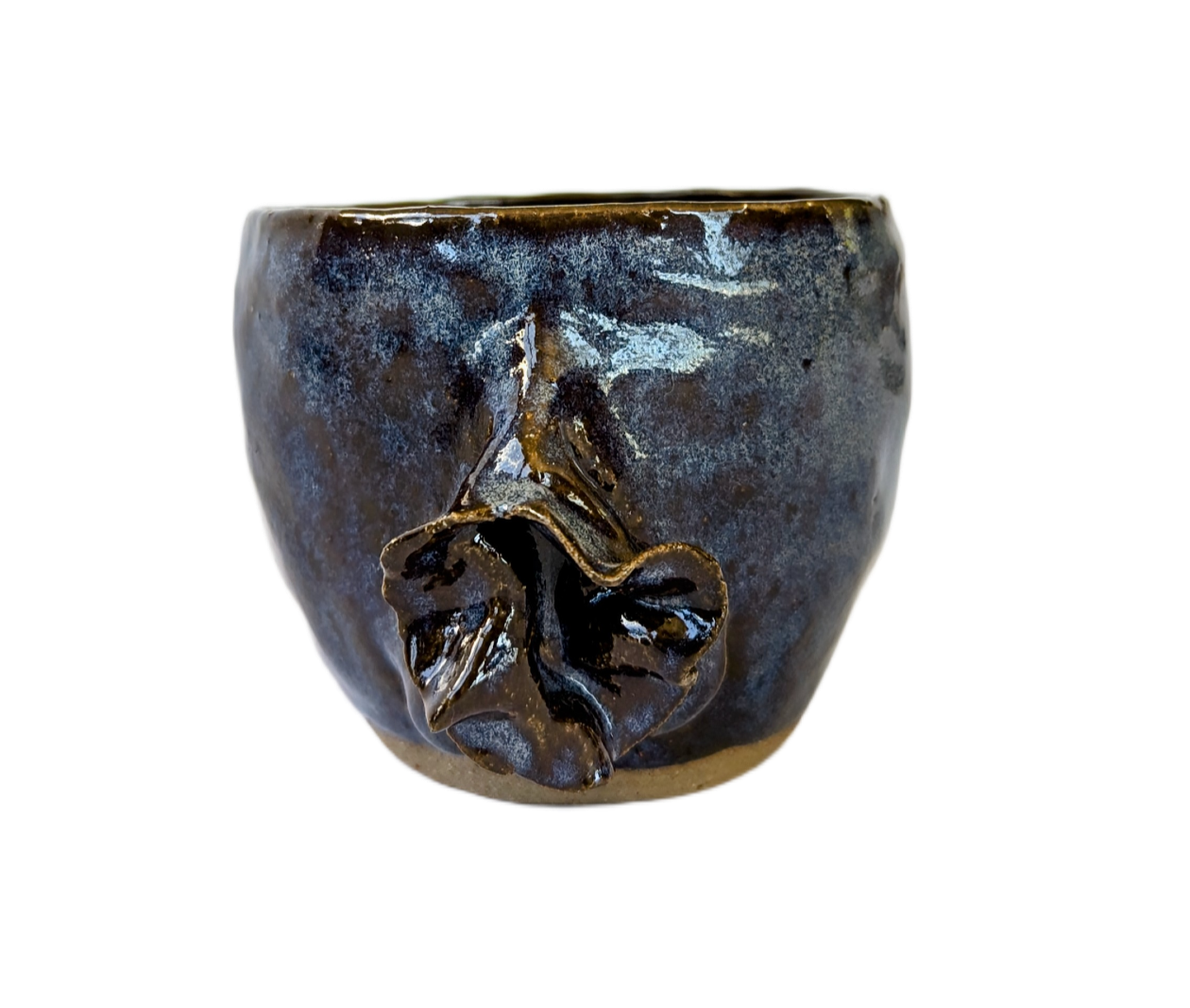 dark blue glazed stoneware vulva cup