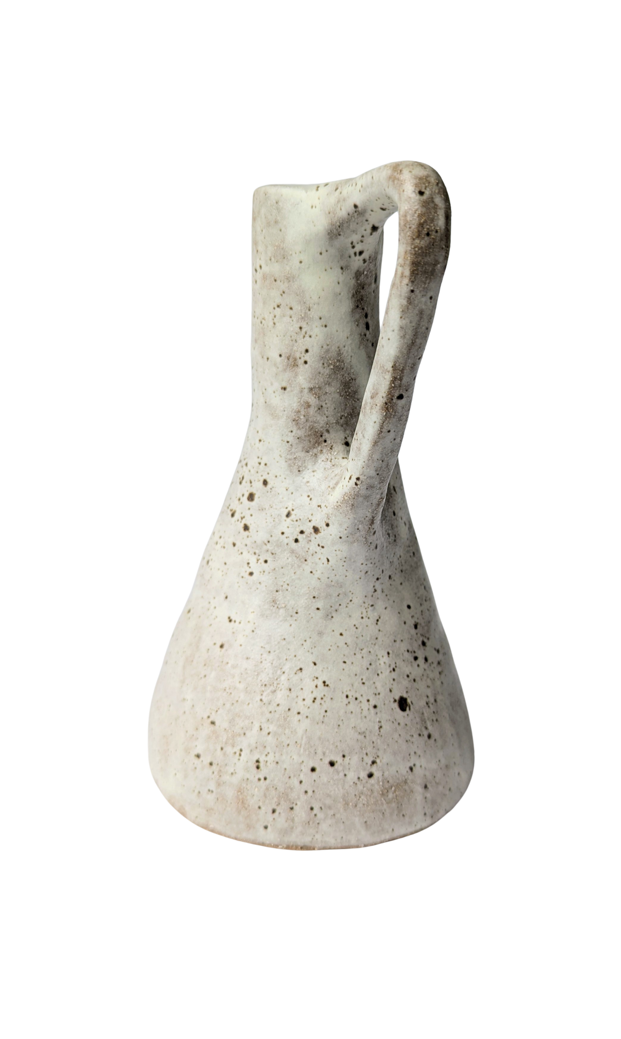 white speckled satin glazed stoneware oil bottle with pourer spout and handle handmade