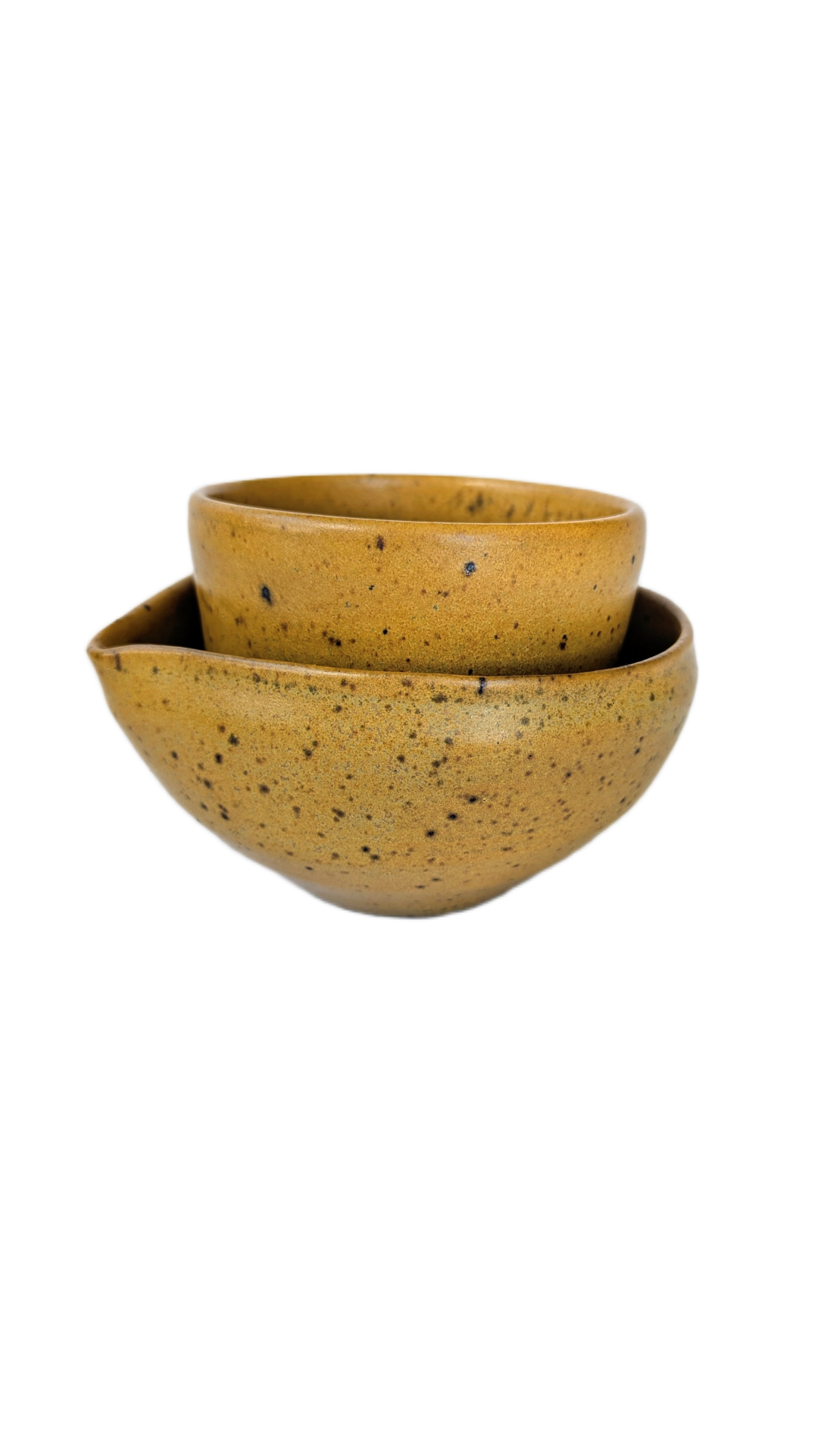mustard speckled stoneware matcha tea set