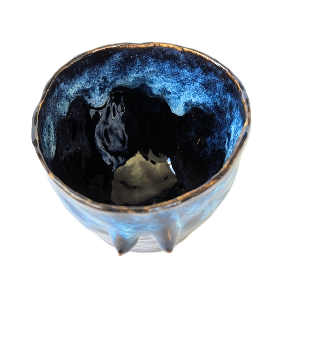 glazed stoneware boob mug black and blue