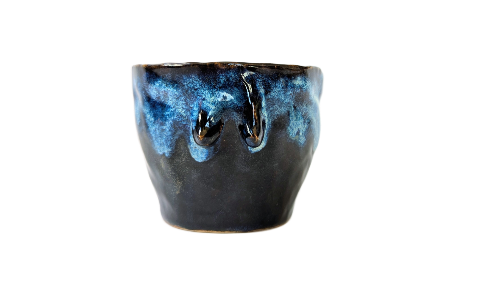 Blue black brown boob cup mug glazed stoneware