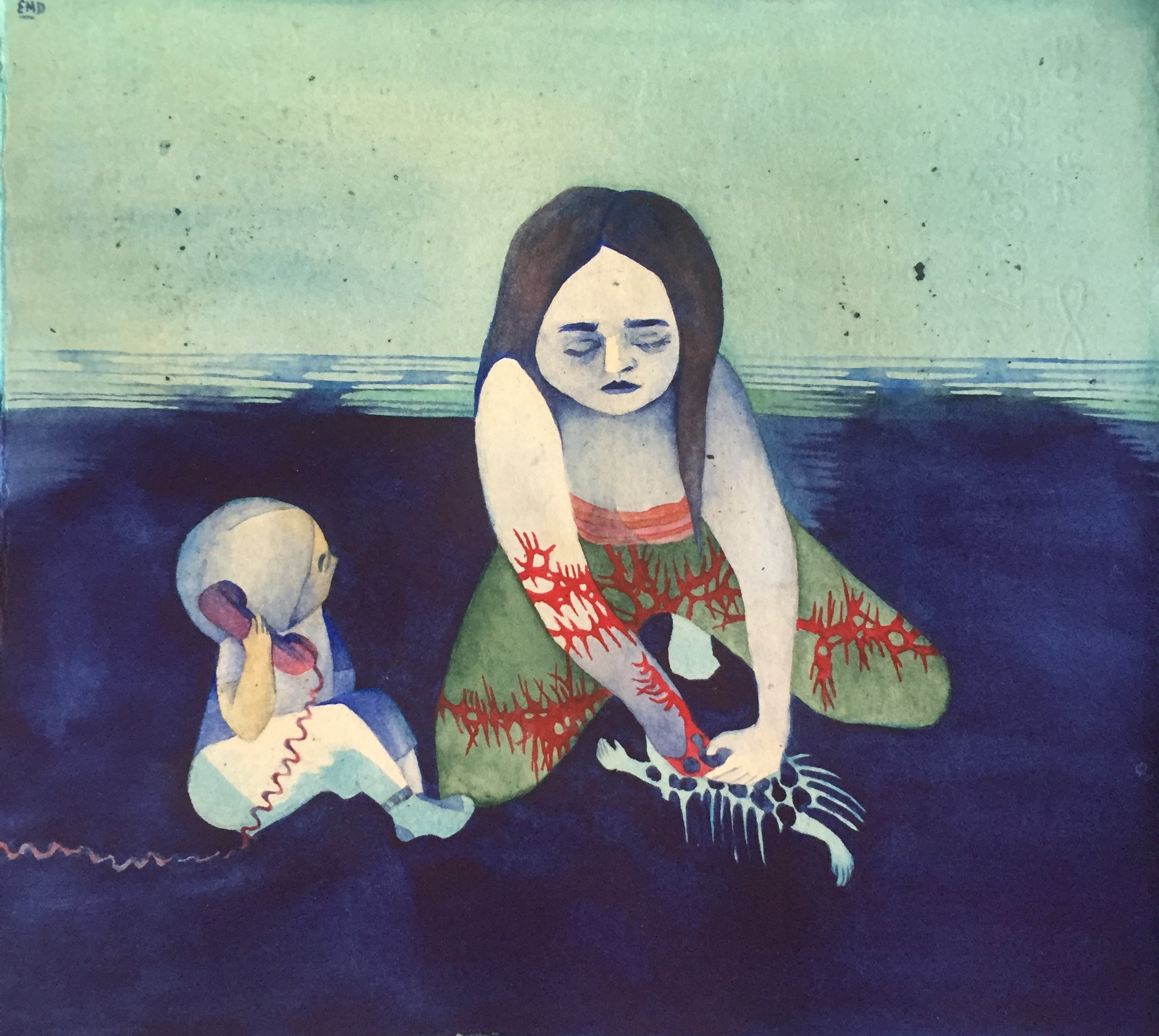 Beach Water, 2023. Watercolour on paper. 10x10 inches. 