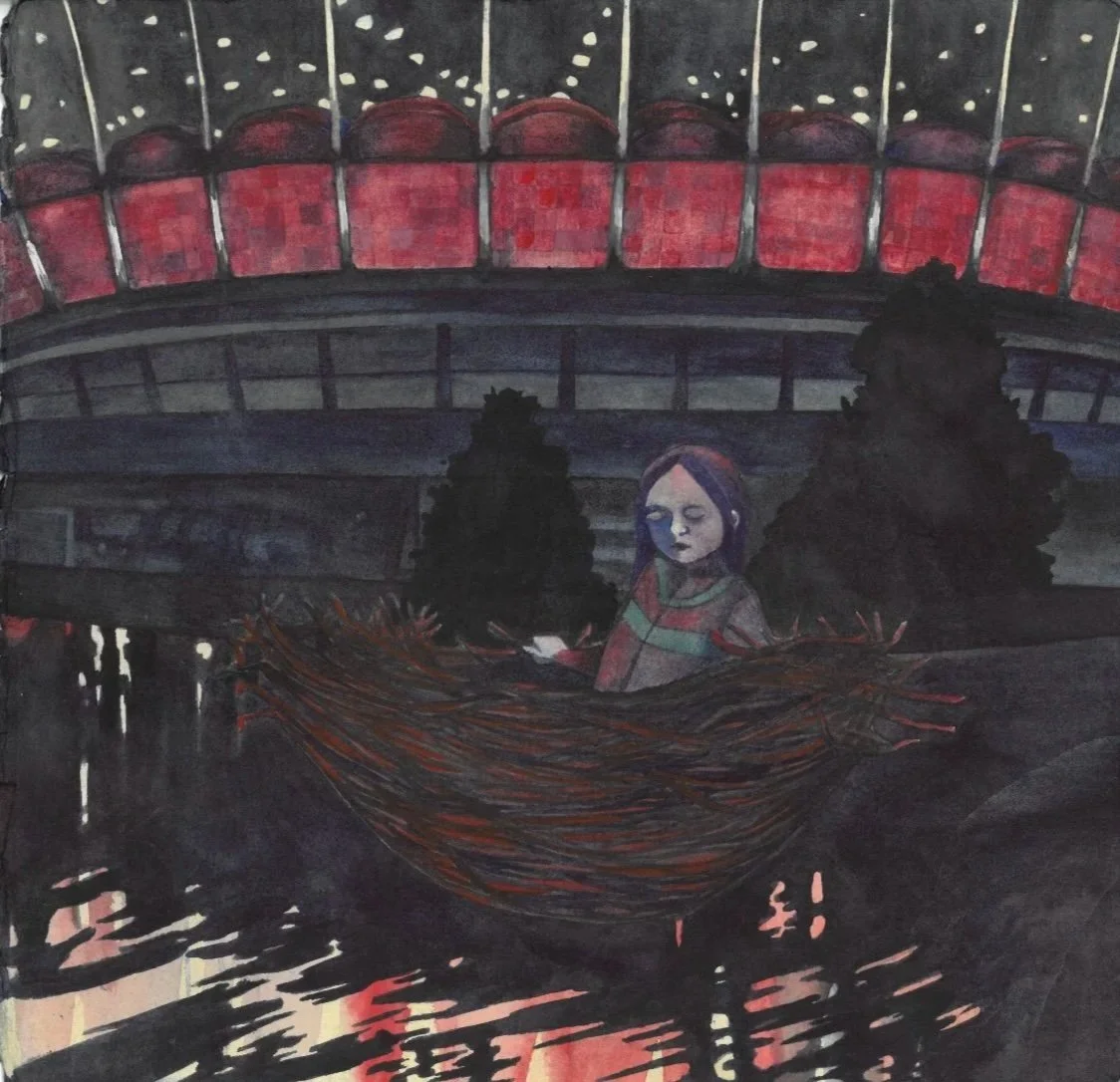 Red Reflecting, 2025. Watercolour on paper. 12x12 inches. 