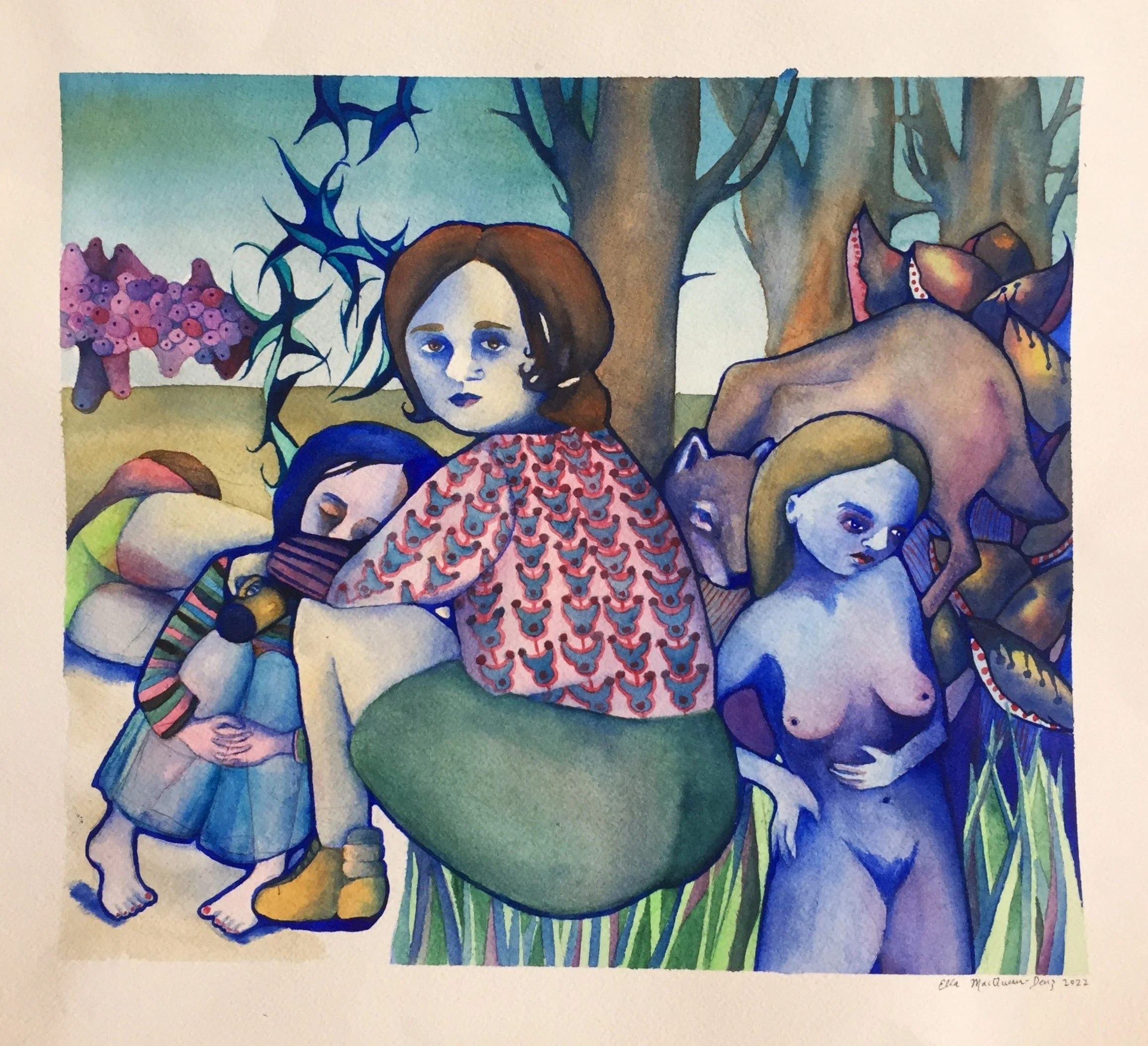 Waiting, 2022. Watercolour on paper. 12x12 inches. 