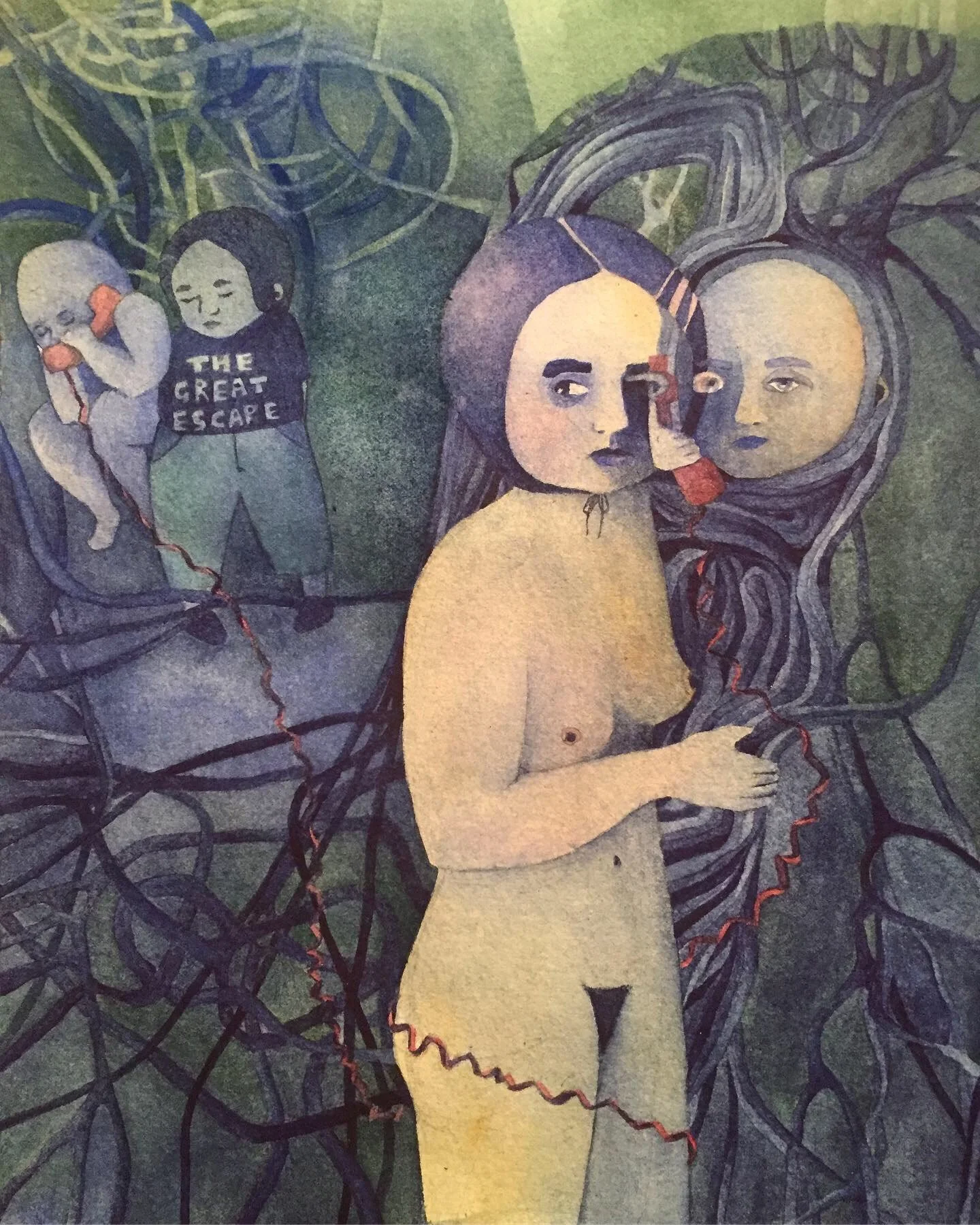 Generations of the Self, 2024. Watercolour on paper. 9x14 inches. 