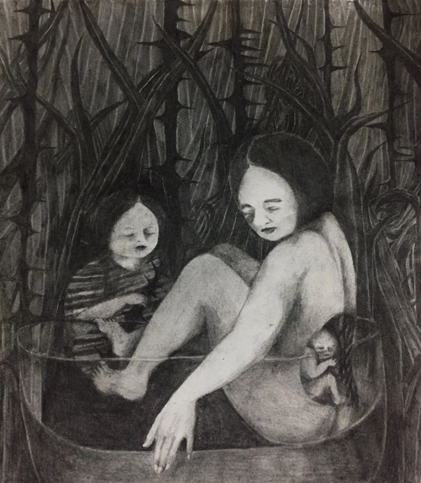 Bathers, 2024. Graphite on paper. 10x14 inches. 